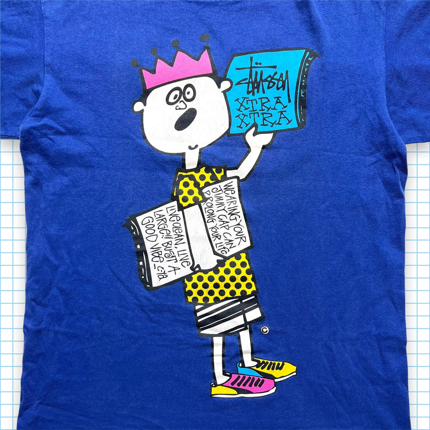 Vintage Stüssy Character 'Xtra Xtra' Tee - Medium