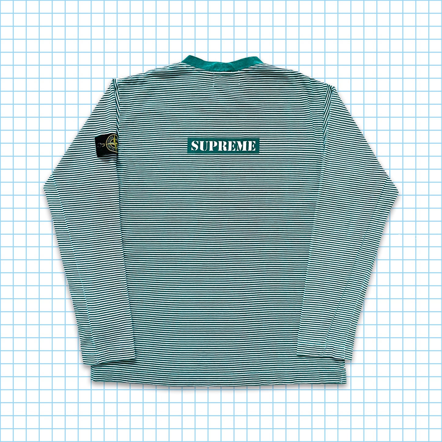 Supreme x Stone Island Green Striped Longsleeve SS15’ - Large