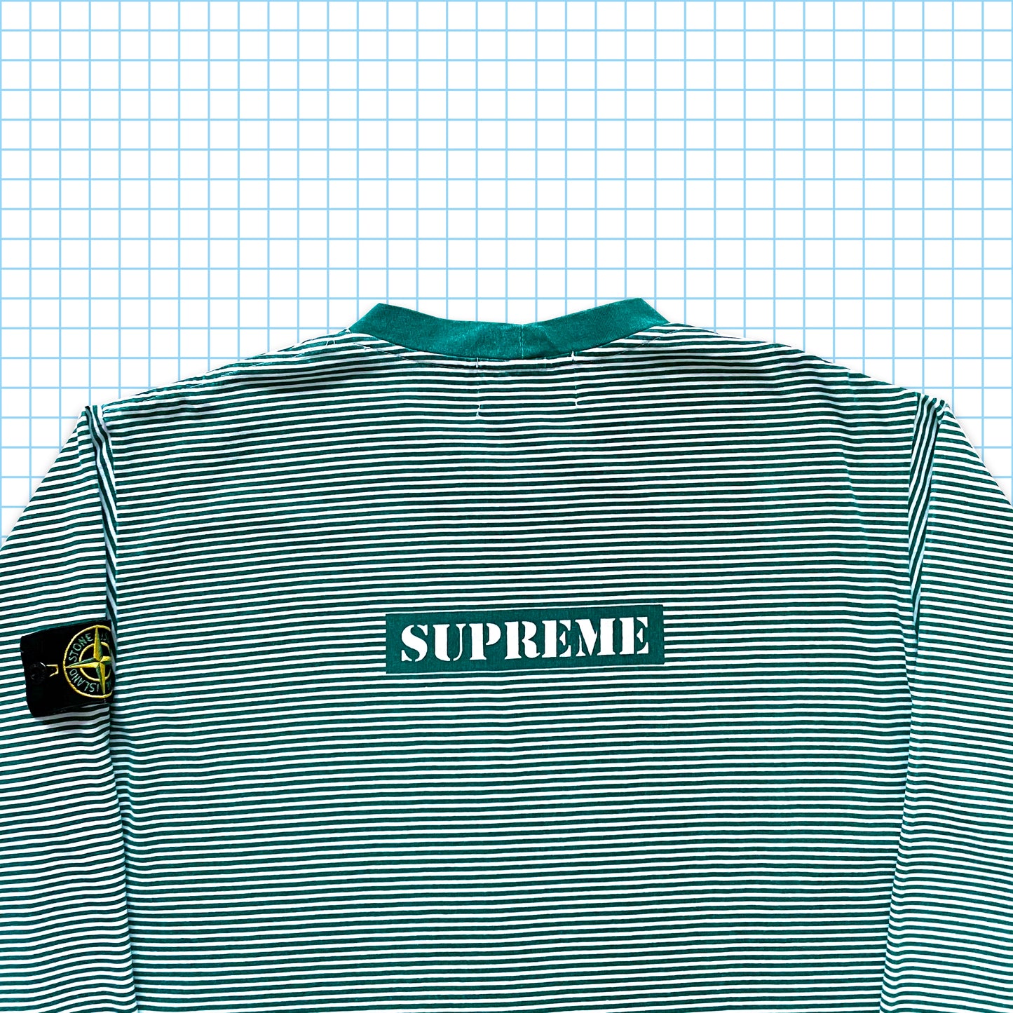 Supreme x Stone Island Green Striped Longsleeve SS15’ - Large