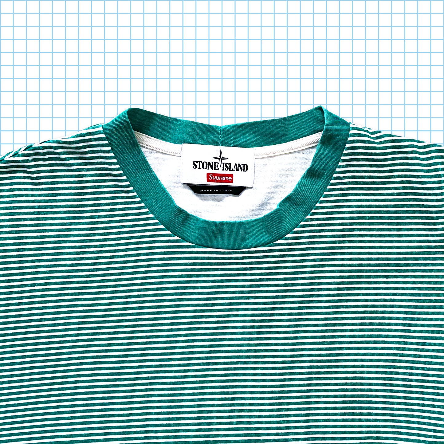 Supreme x Stone Island Green Striped Longsleeve SS15’ - Large