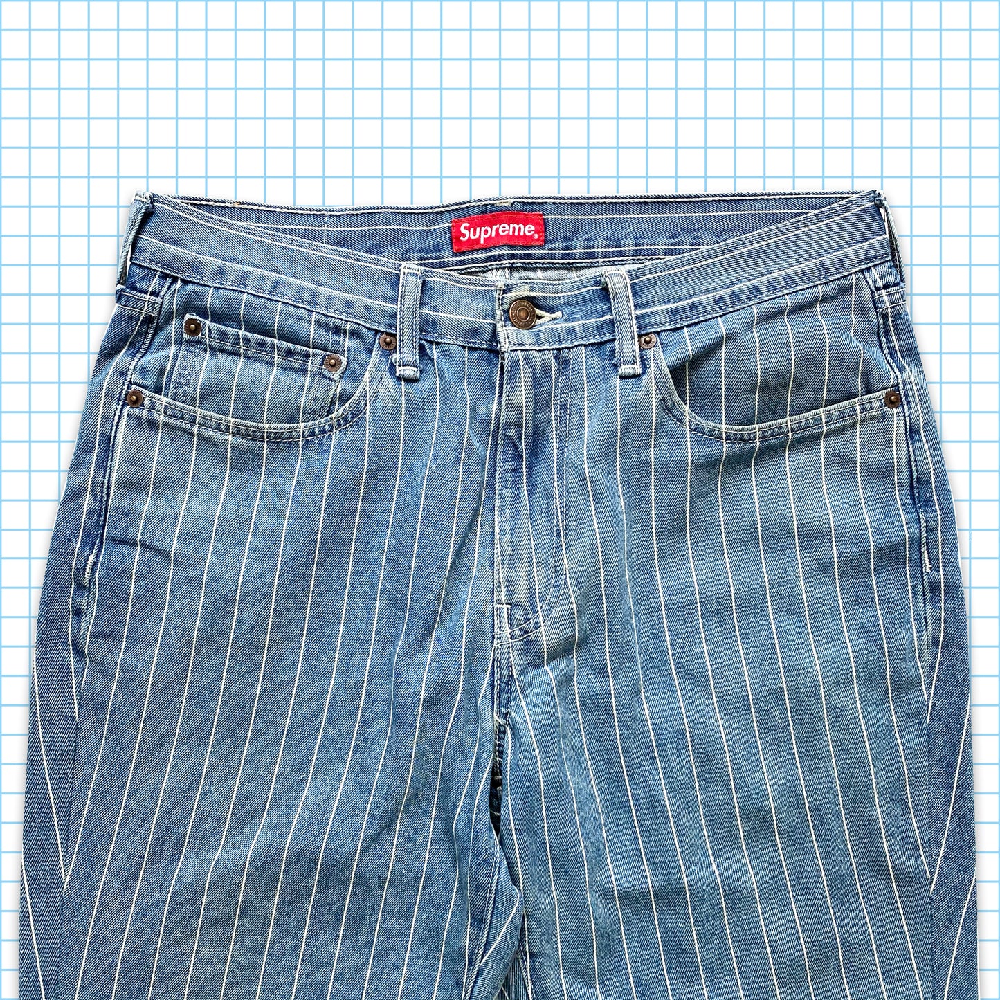 Levi's x Supreme Pin Stripe Denim délavé - Taille 32"