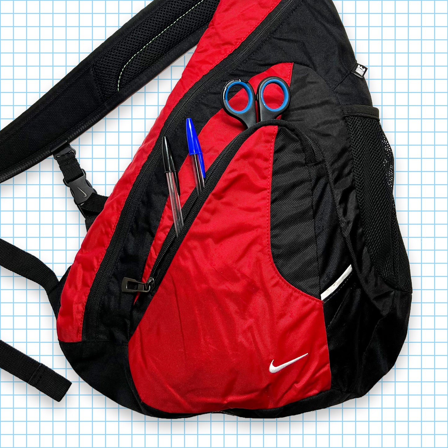 Vintage Nike Technical Red/Black Tri-Harness Cross Body Bag