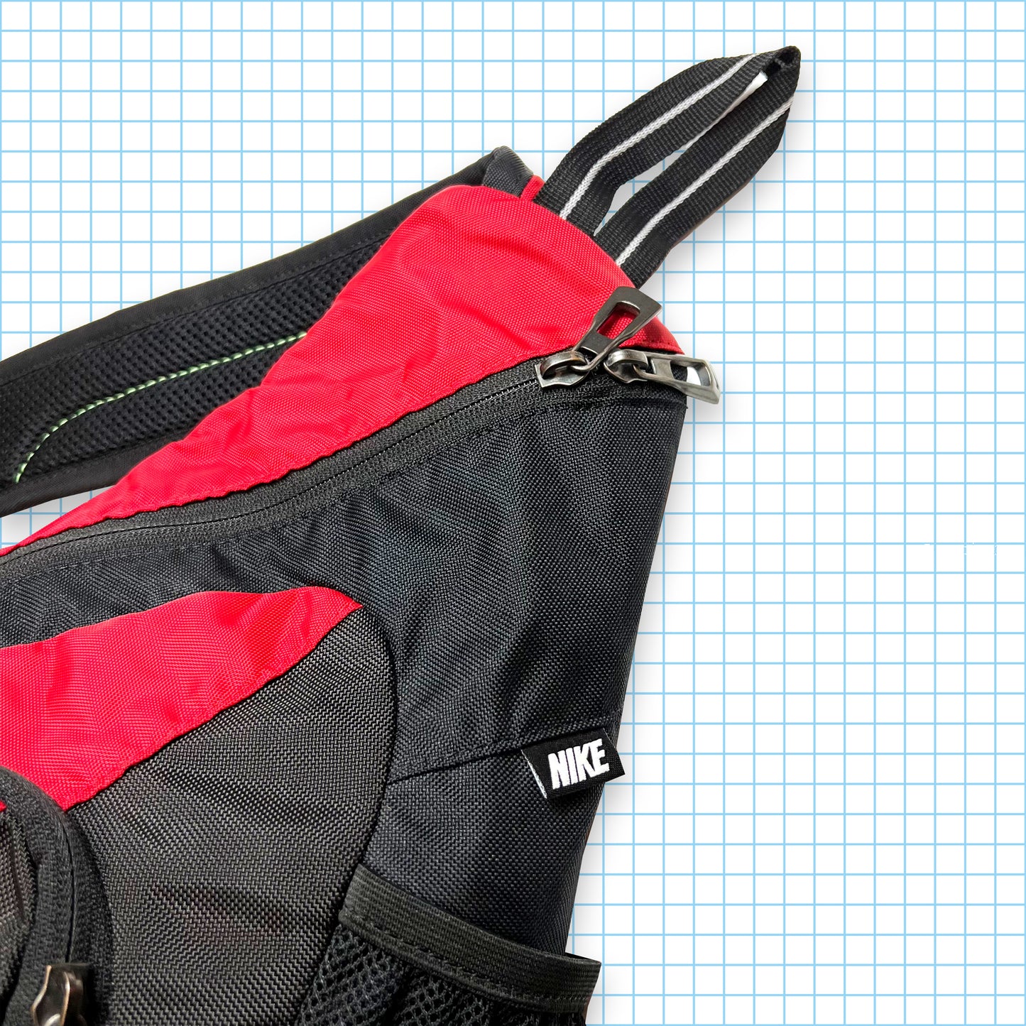 Vintage Nike Technical Red/Black Tri-Harness Cross Body Bag