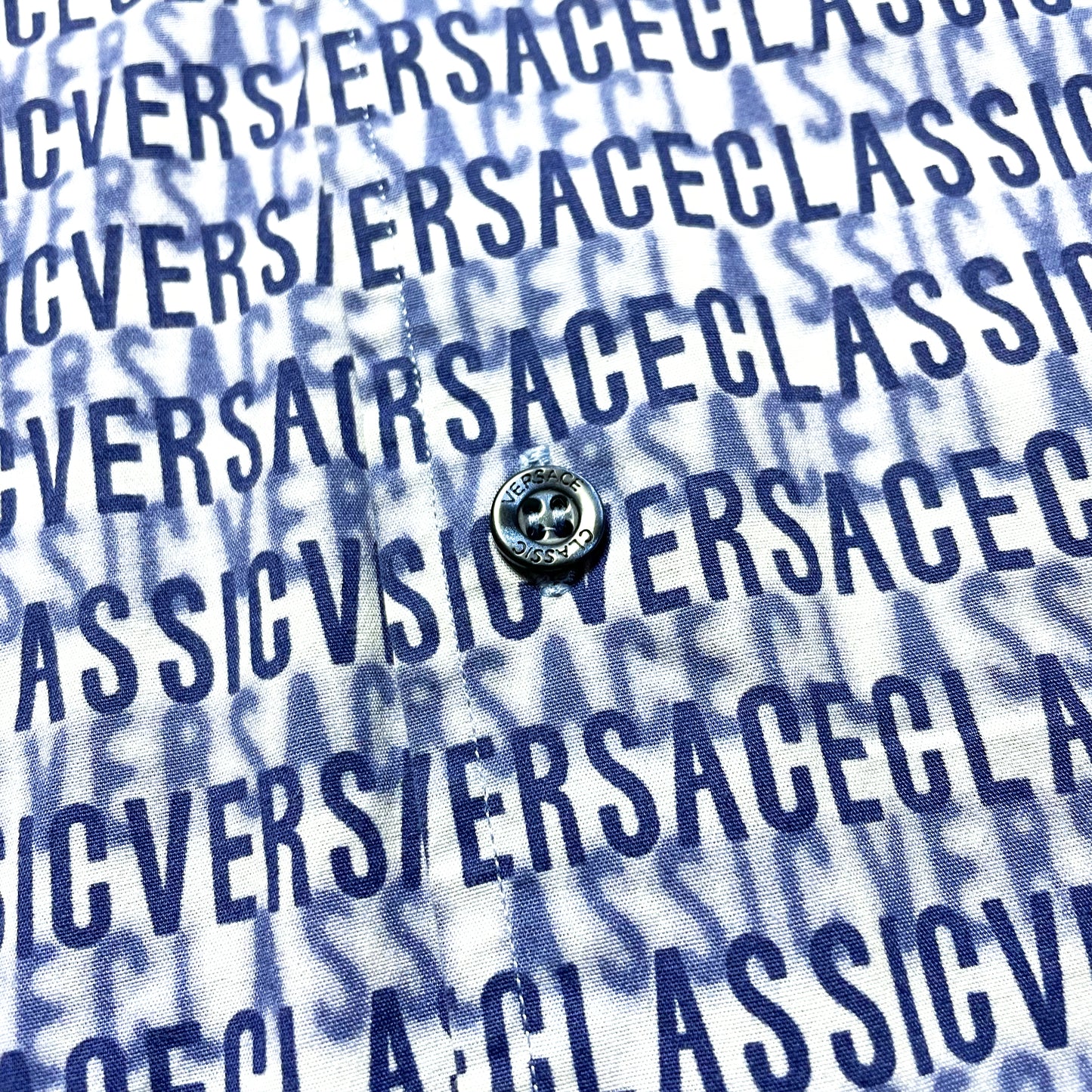 Vintage Versace Classic Repeat Blue Shirt - Extra Large