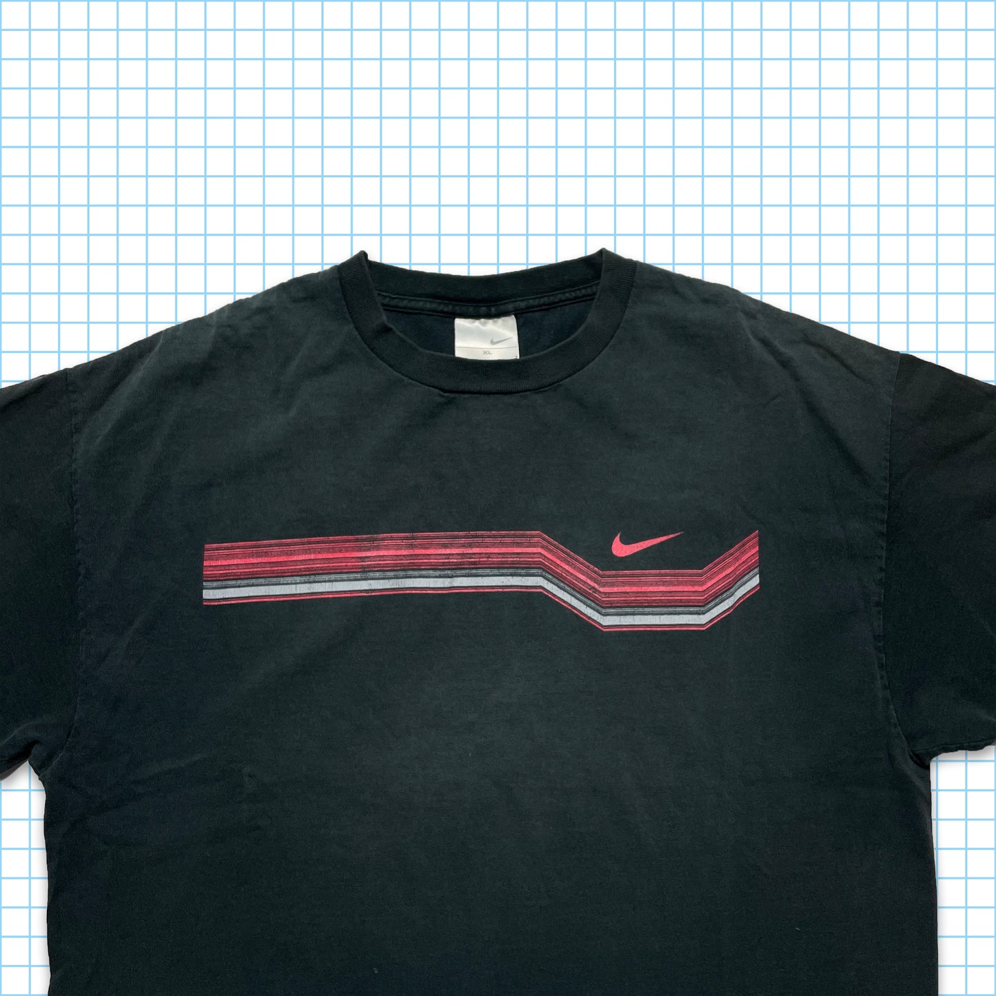 Vintage Nike Faded Black Lines Graphic Tee - Extra Large