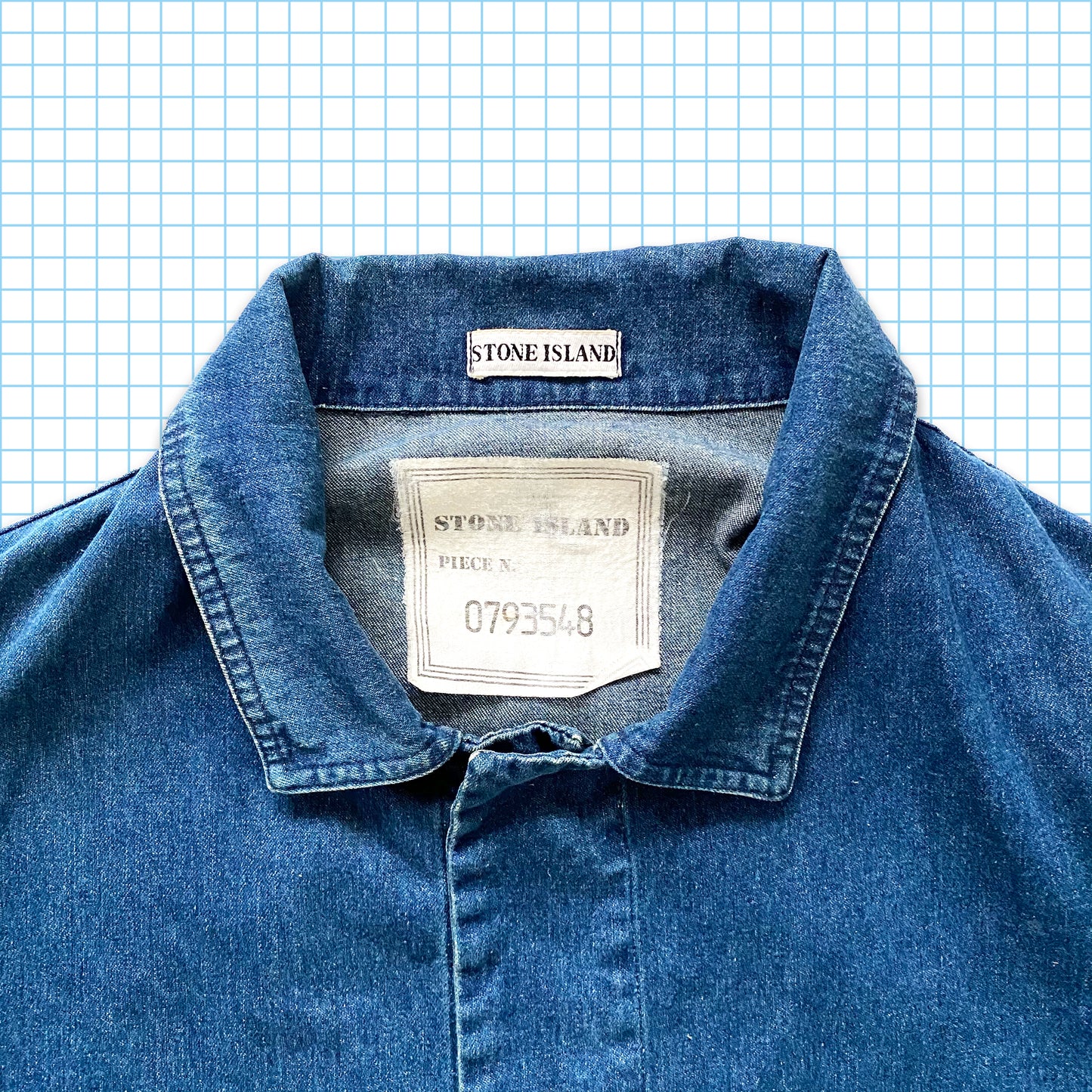 vintage Stone Island Multi Pocket Denim Back Spellout Poachers Veste SS87' - Extra Large