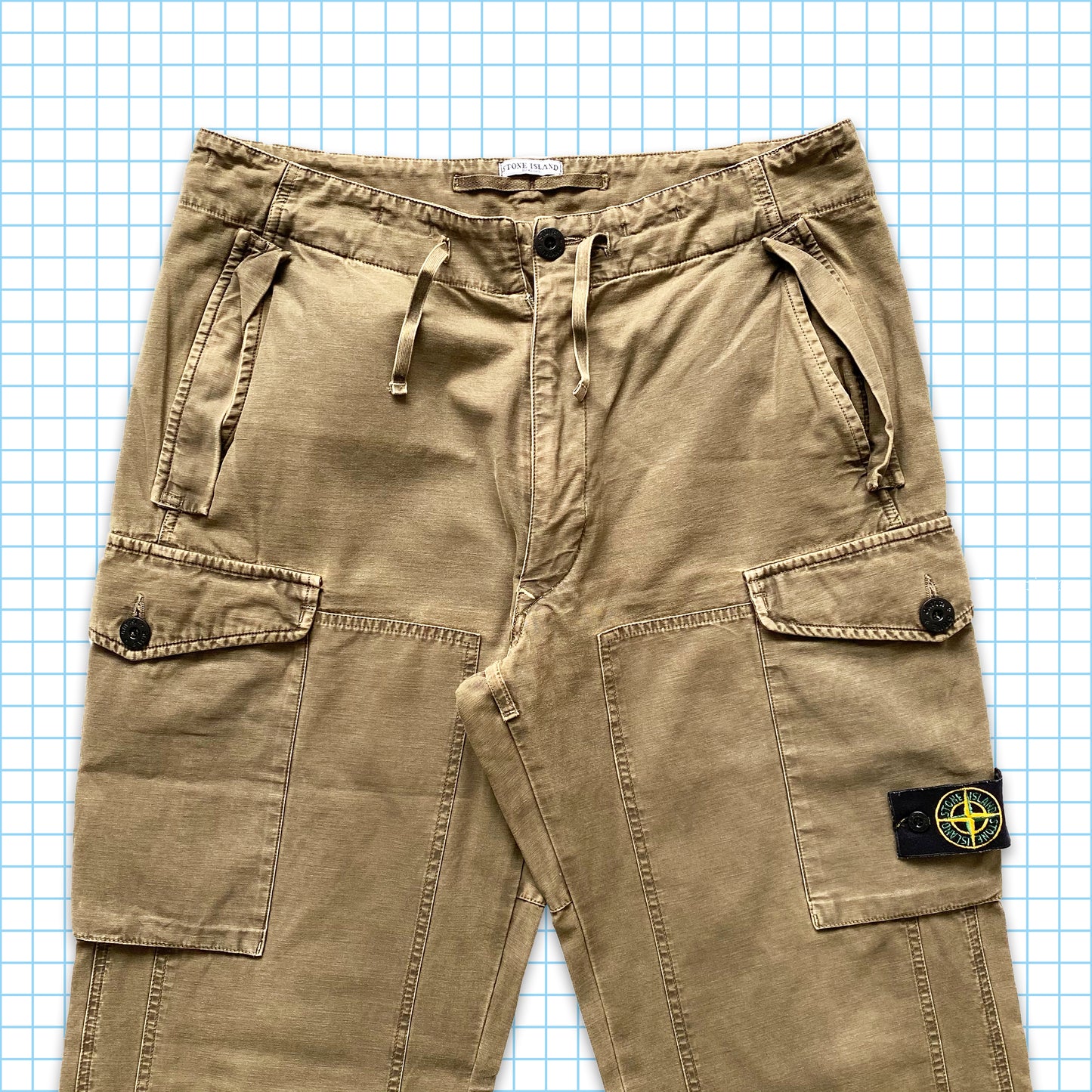 Vintage Stone Island Khaki Double Knee Heavy Workwear Cargos AW05’ - 32 / 34" Waist