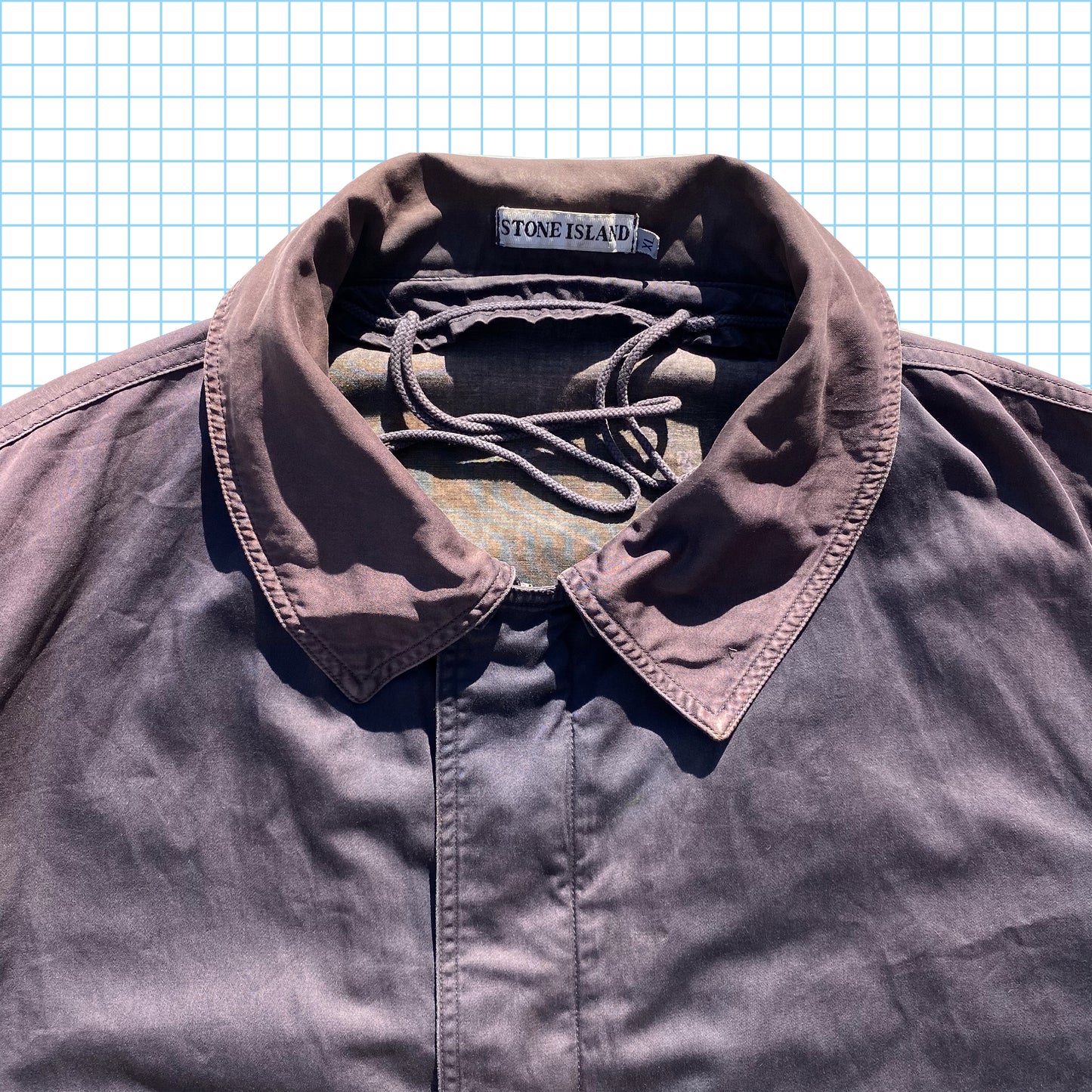 Fin des années 90 Stone Island Dutch Rope Raso Gommato Trench Coat - Extra Large