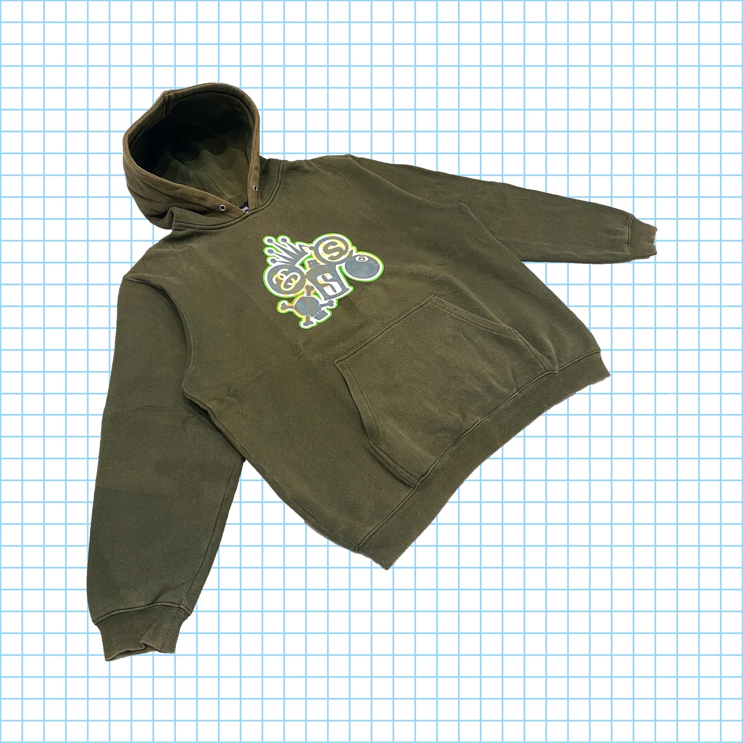 Sweat à capuche vert forêt Stüssy vintage des années 90