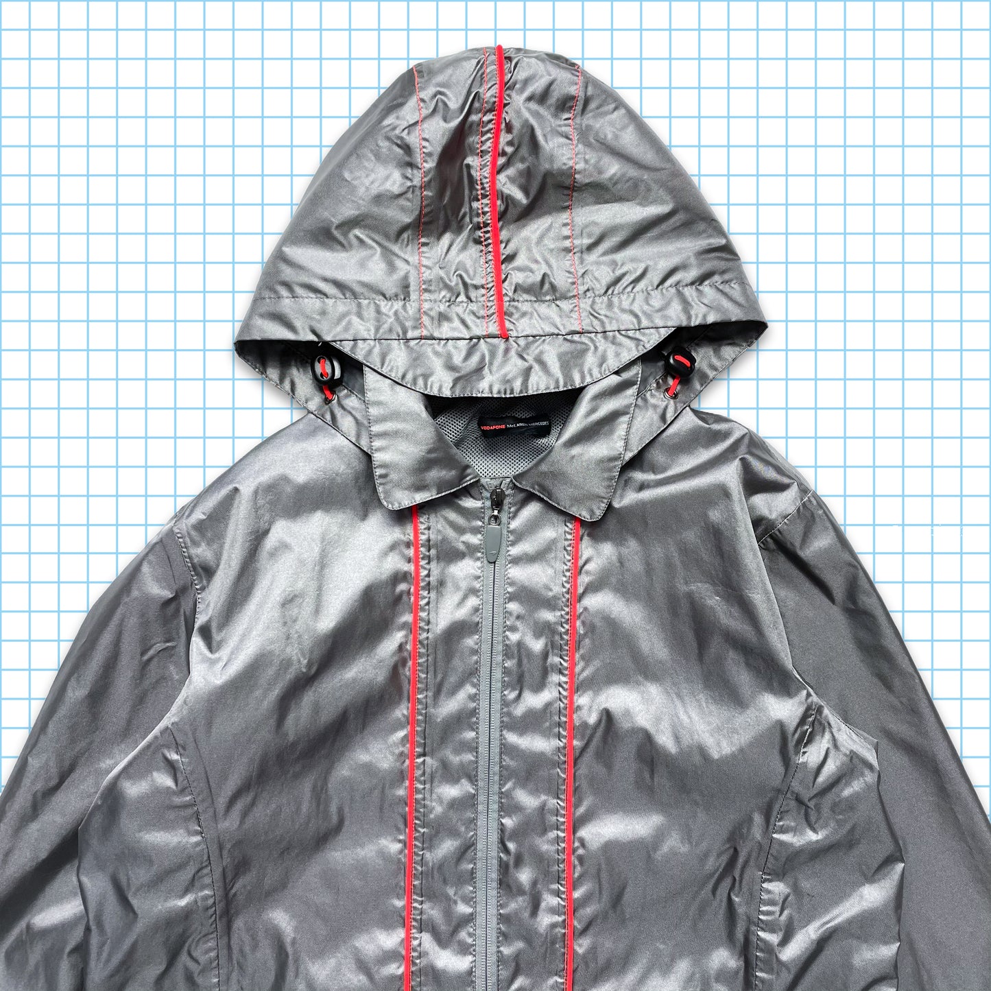 Vodafone x McLaren Mercedes Silver Nylon Hooded Overshirt - Small
