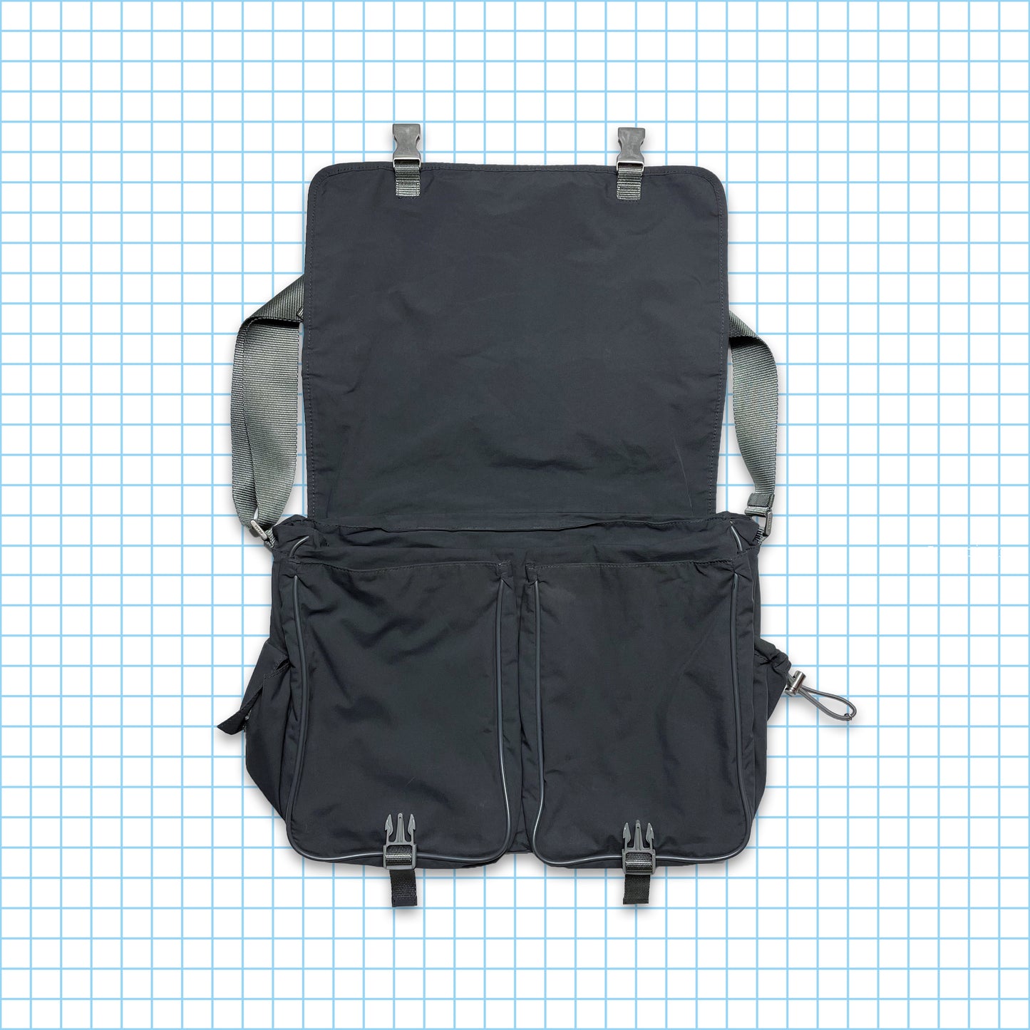 Vintage Prada Sport Dark Grey Multi Pocket Side Bag