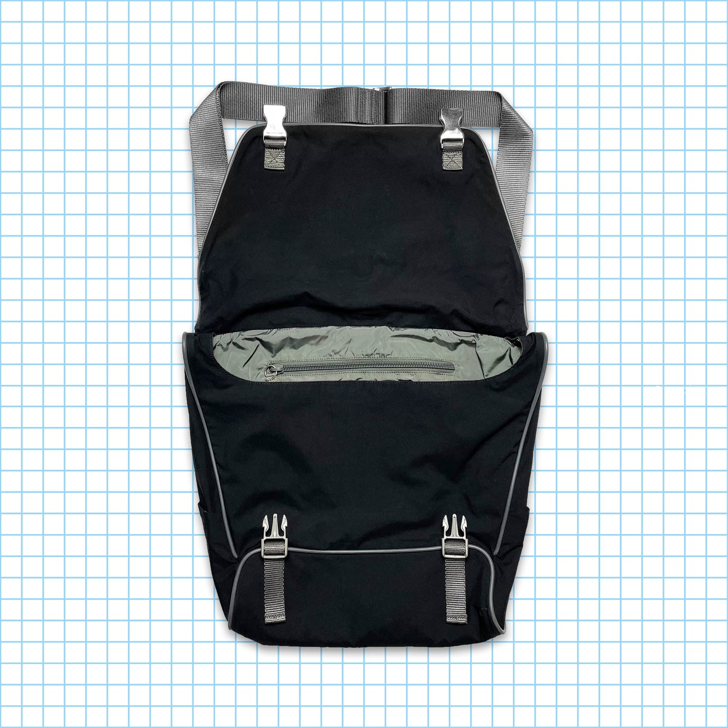 Vintage Prada Sport Black Flap Pocket Side Bag