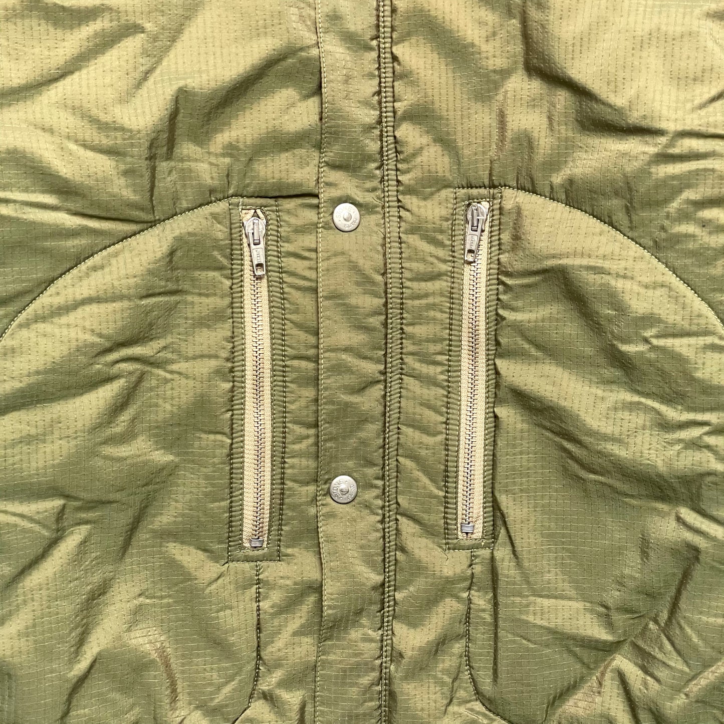 Vintage Stone Island Rip Stop Kaki Nylon Shimmer Puffer AW89 - Extra Large / Extra Extra Large