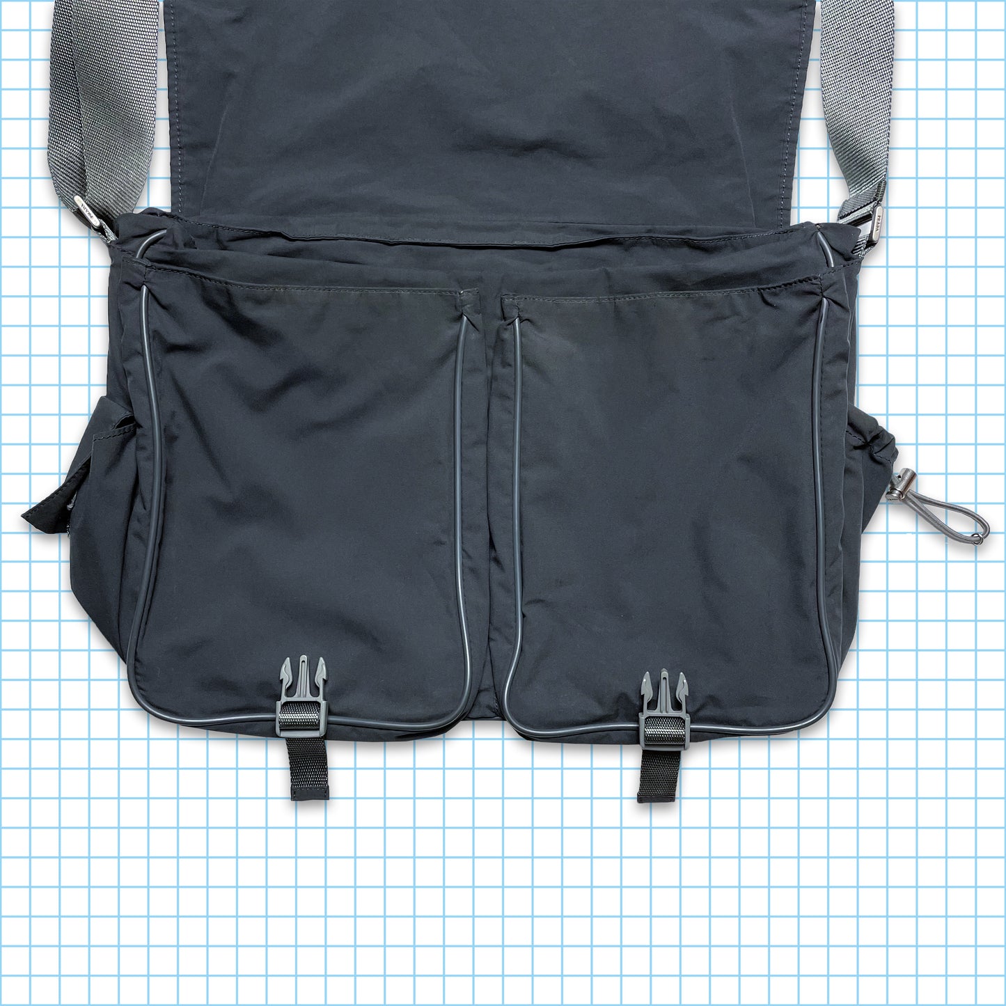 Vintage Prada Sport Dark Grey Multi Pocket Side Bag