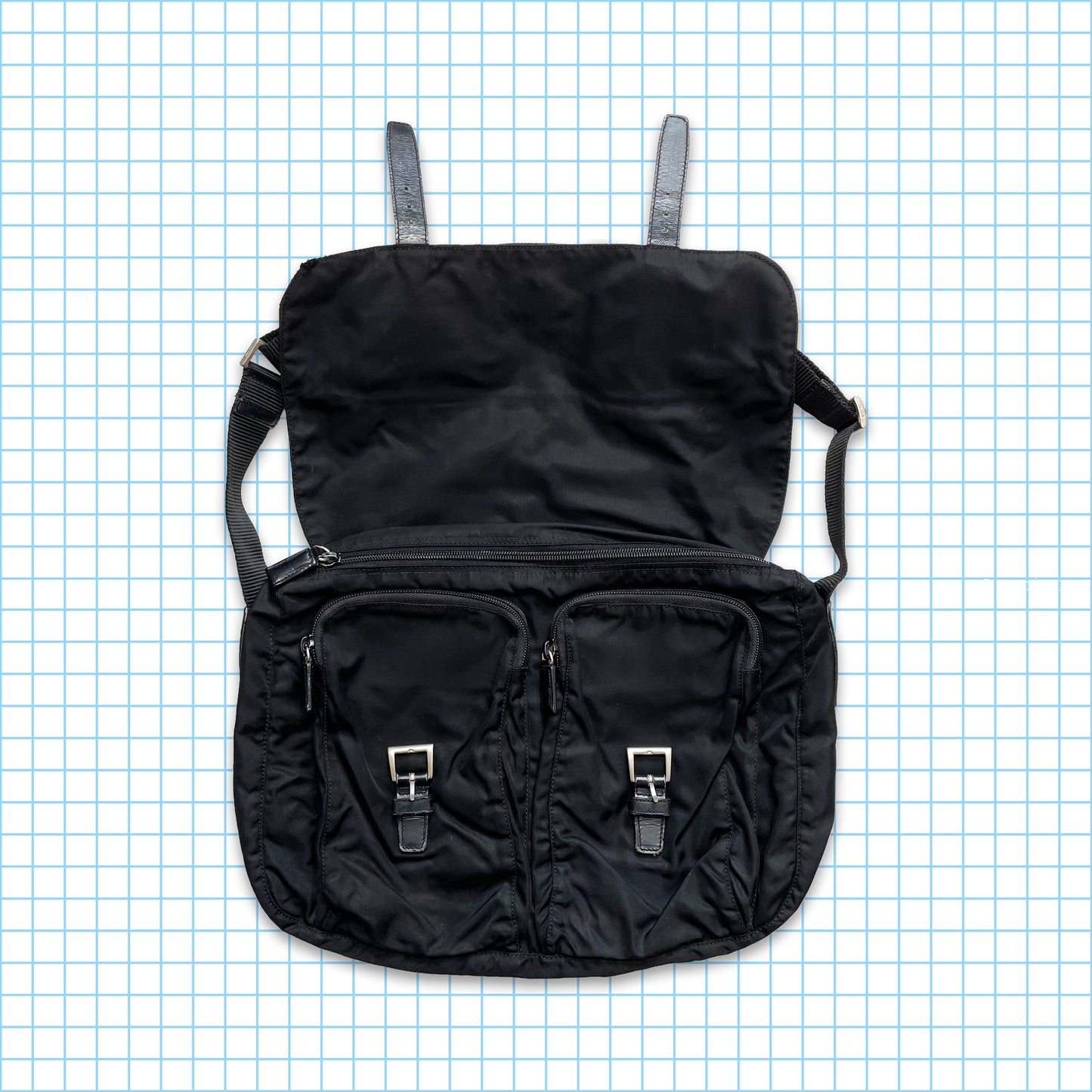 Vintage Prada Milano Black Buckle Closure Side Bag