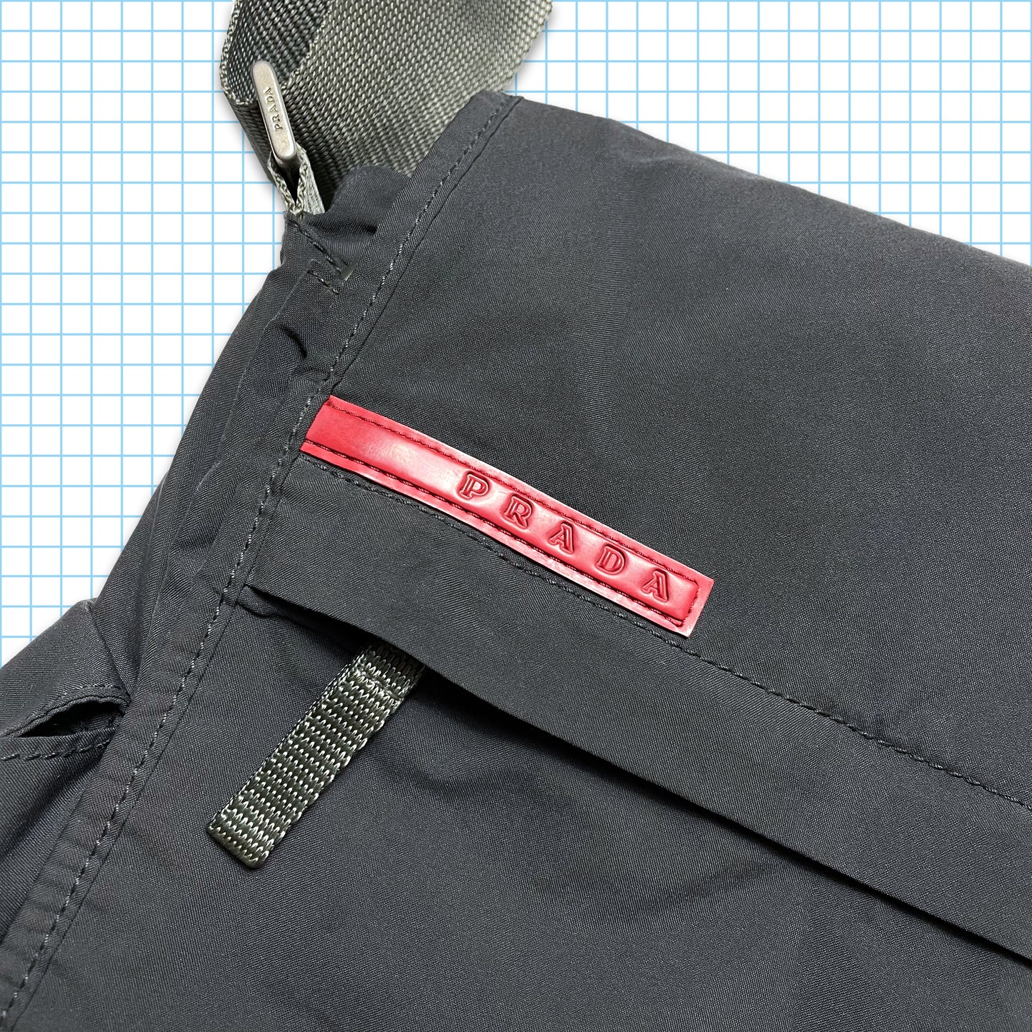 Vintage Prada Sport Dark Grey Multi Pocket Side Bag