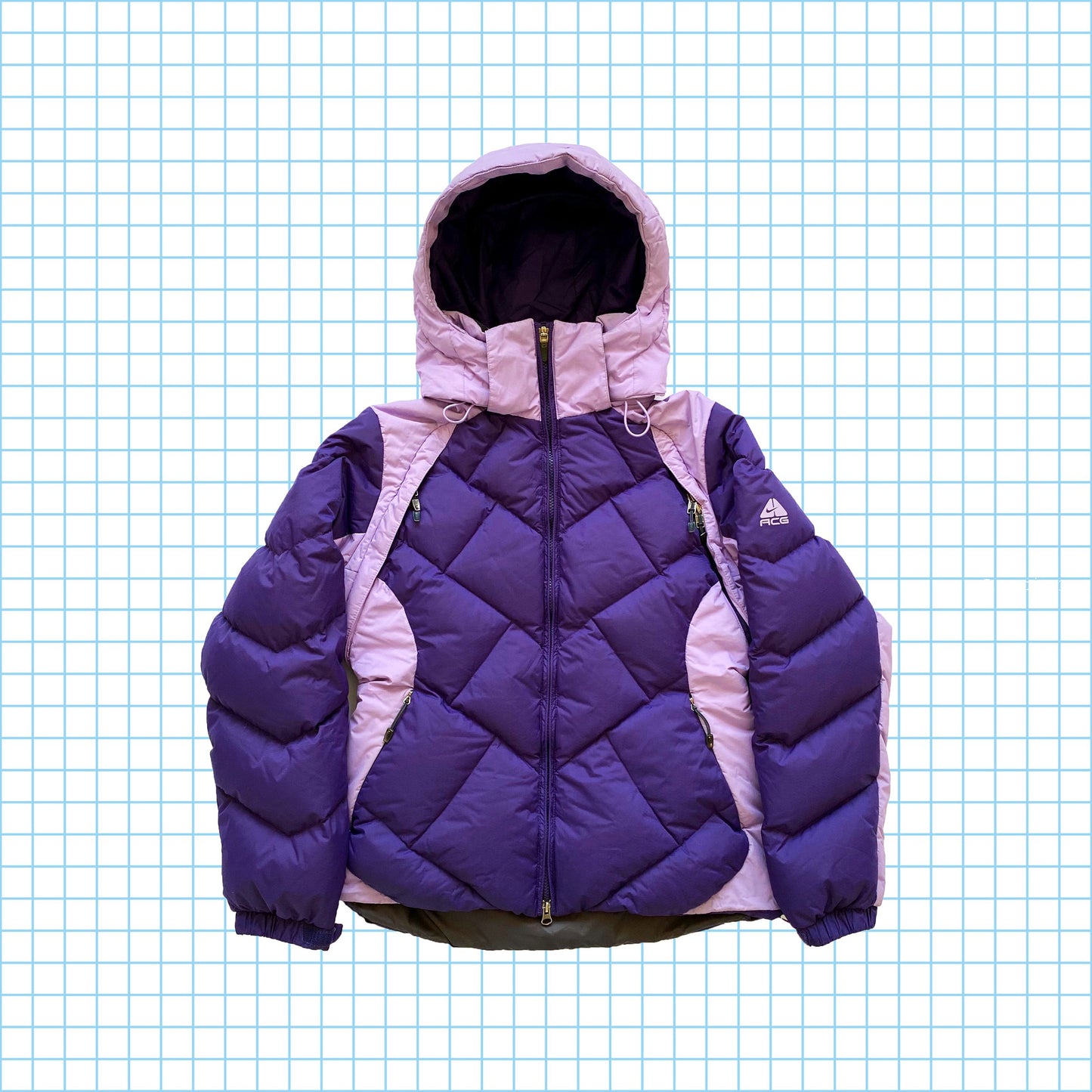 Vintage Nike ACG Two Tone Purple Puffer Jacket - Medium