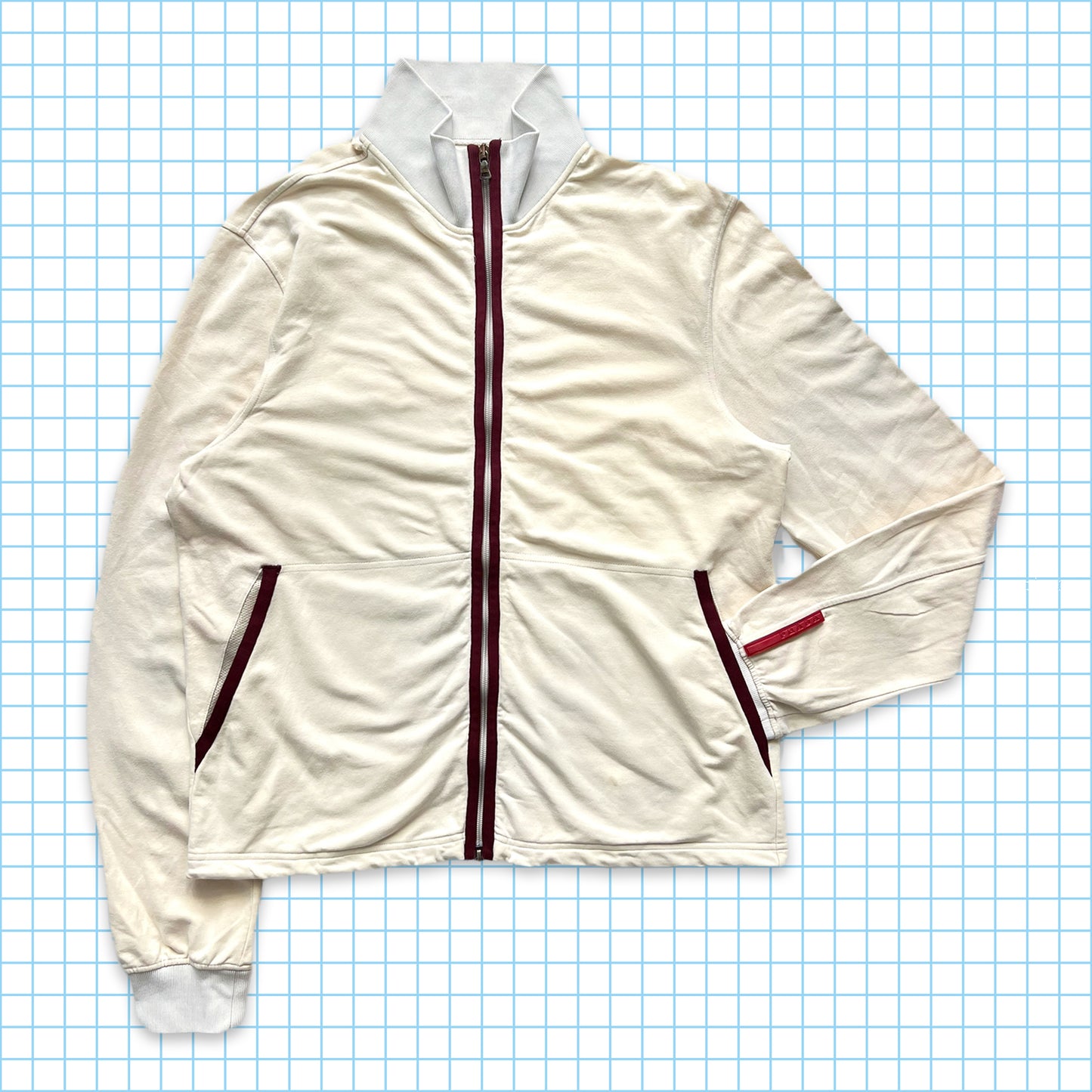Prada Sport Haut de survêtement blanc cassé/bourgogne - Moyen