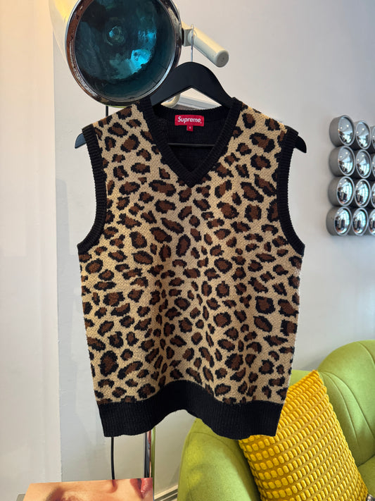 SS16’ Supreme Leopard Print Knitted Vest