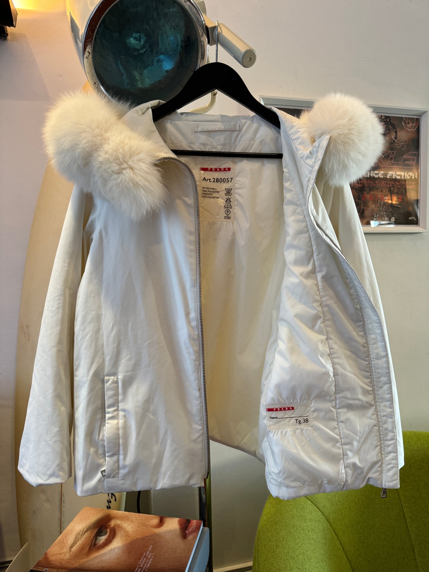 AW08’ Prada Sport Gore-Tex Pure White Fur Trim Jacket