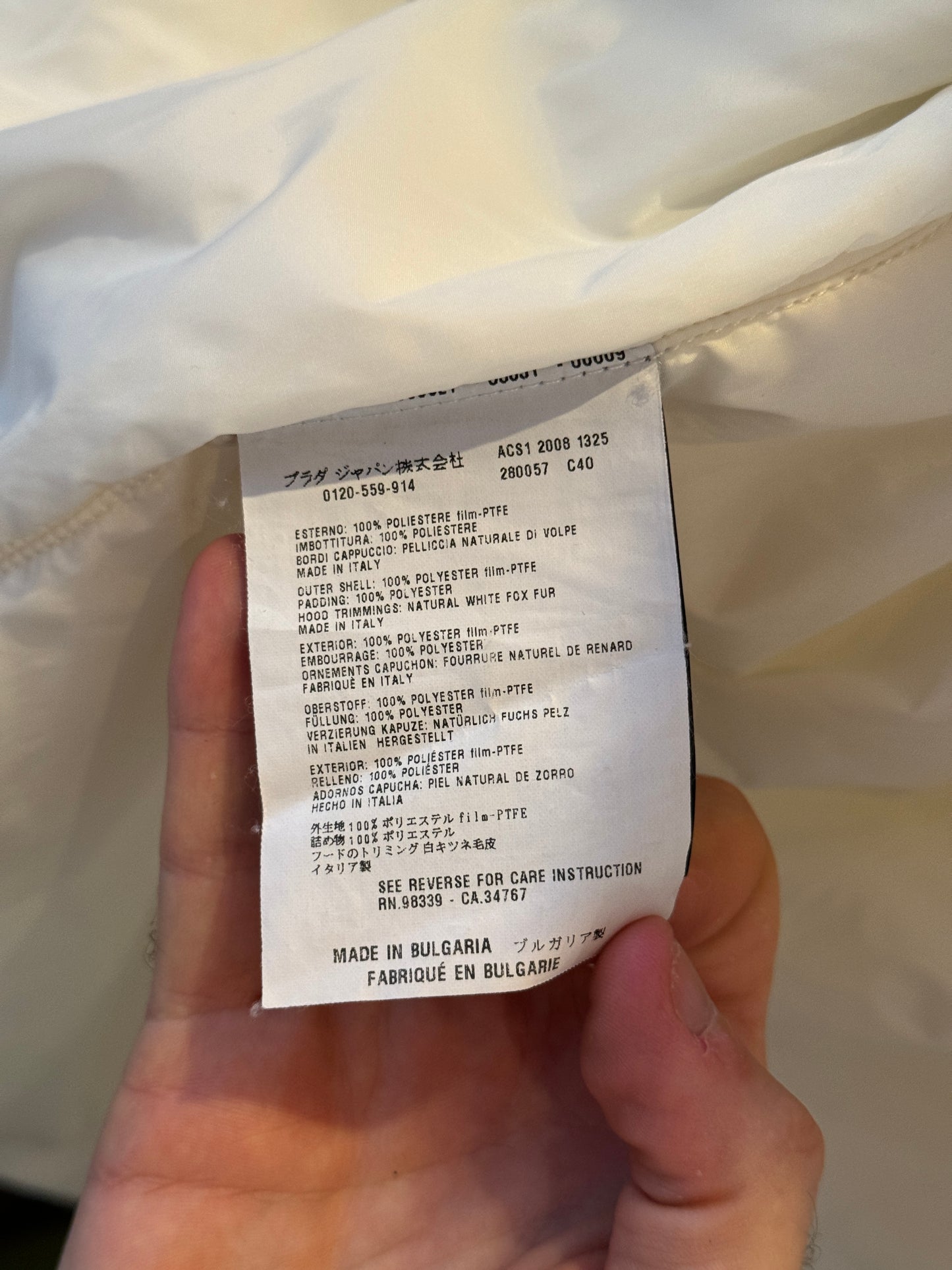 AW08’ Prada Sport Gore-Tex Pure White Fur Trim Jacket