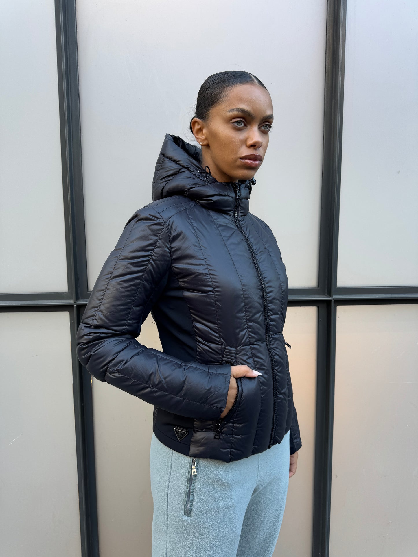 2013 Prada Milano Black/Dark Navy Padded Jacket