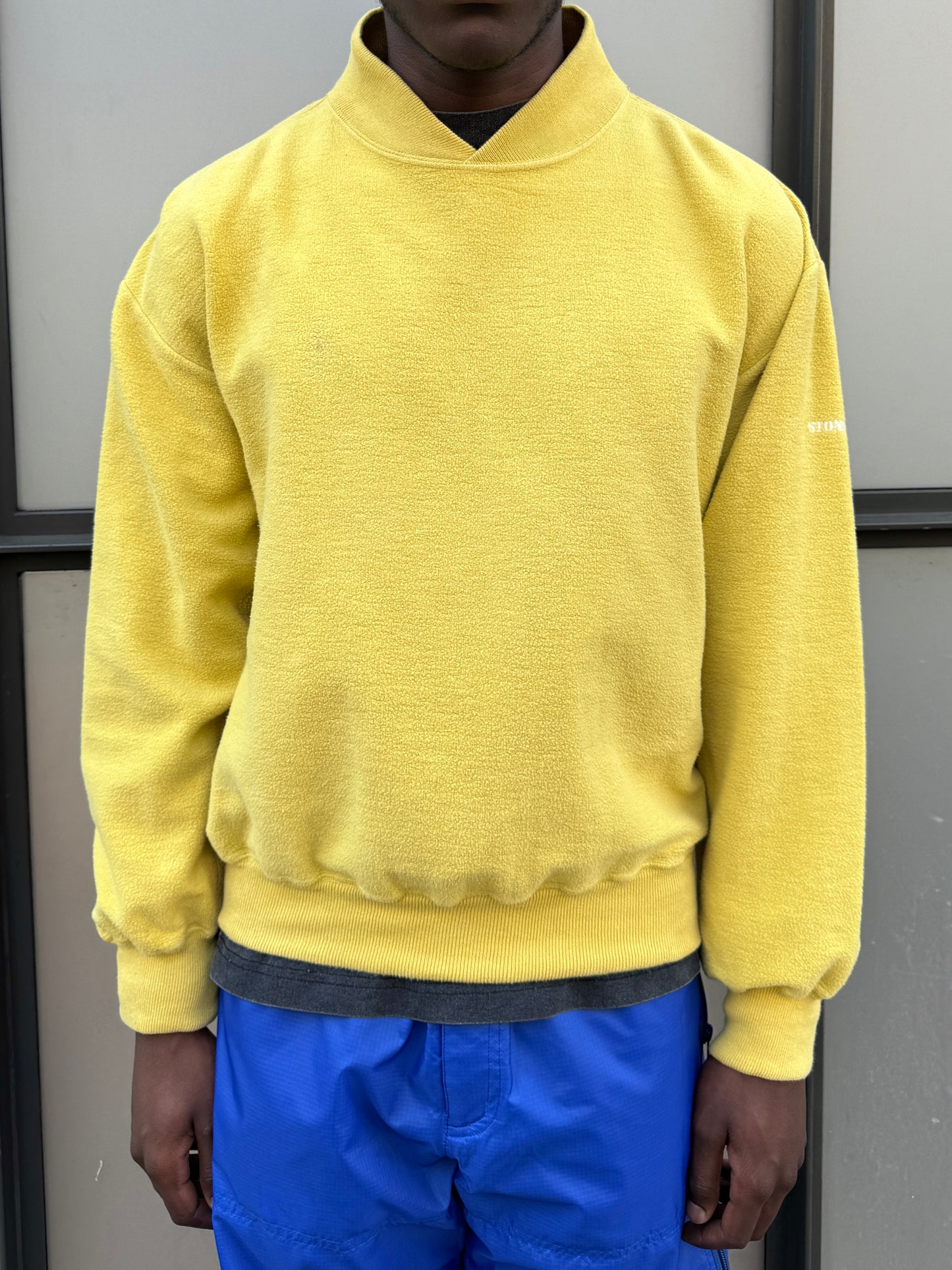 1990’s Stone Island Bright Yellow Fleece V Neck Jumper