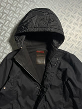 画像をギャラリービューアに読み込む, Early 2000’s Prada Sport Jet Black Ballistic Nylon Lined Jacket w/Zip-Off Hood - Large / Extra Large