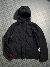 画像をギャラリービューアに読み込む, Early 2000’s Prada Sport Jet Black Ballistic Nylon Lined Jacket w/Zip-Off Hood - Large / Extra Large