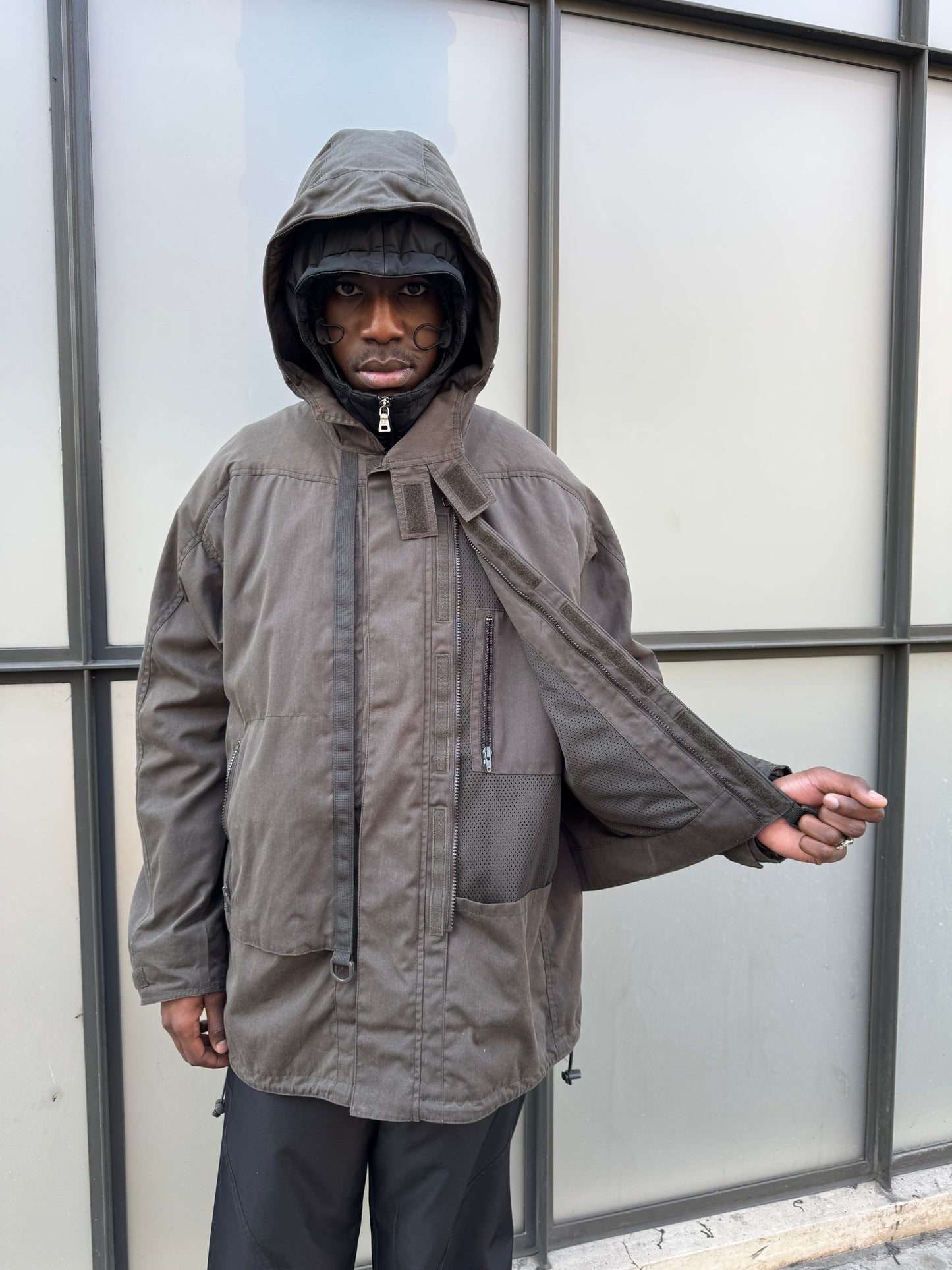 Early 2000’s Levi’s Engineered Dark Khaki Waxed Cotton Stash Pocket Jacket