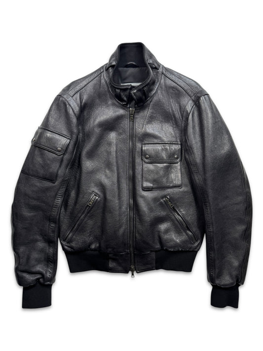Early 2000’s Prada Jet Black Leather Flight Jacket