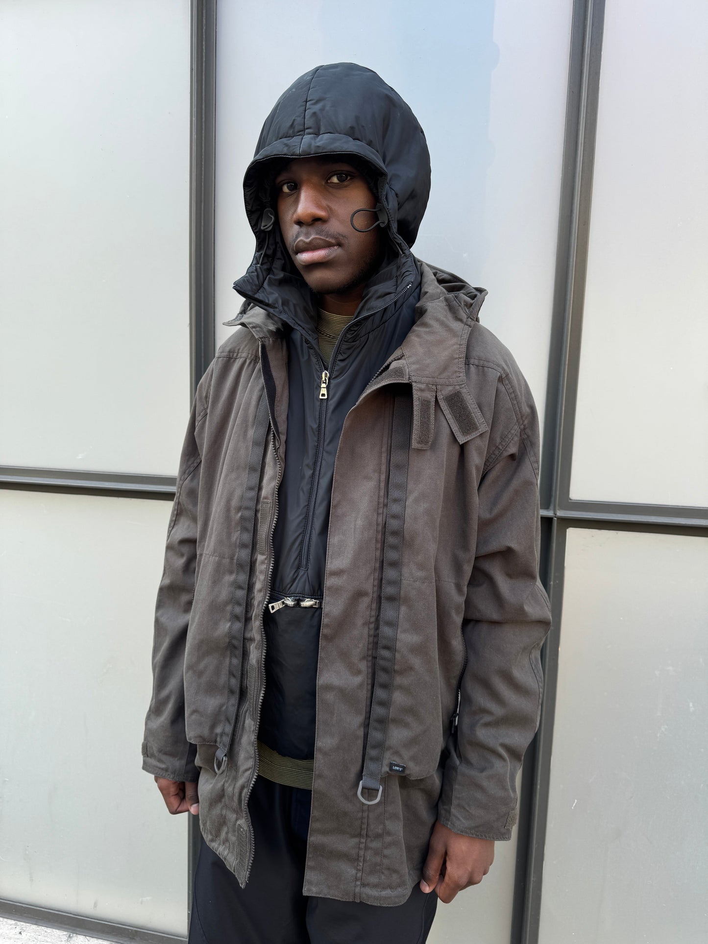 Early 2000’s Levi’s Engineered Dark Khaki Waxed Cotton Stash Pocket Jacket