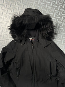 Early 2000’s Prada Sport Jet Black Gore-Tex Padded Jacket w/Fur Trim Hood - Small