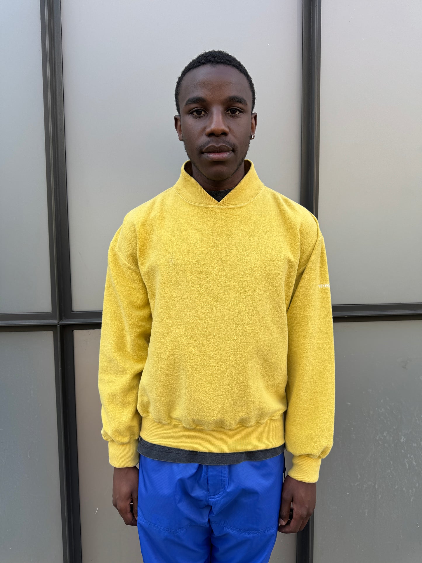 1990’s Stone Island Bright Yellow Fleece V Neck Jumper