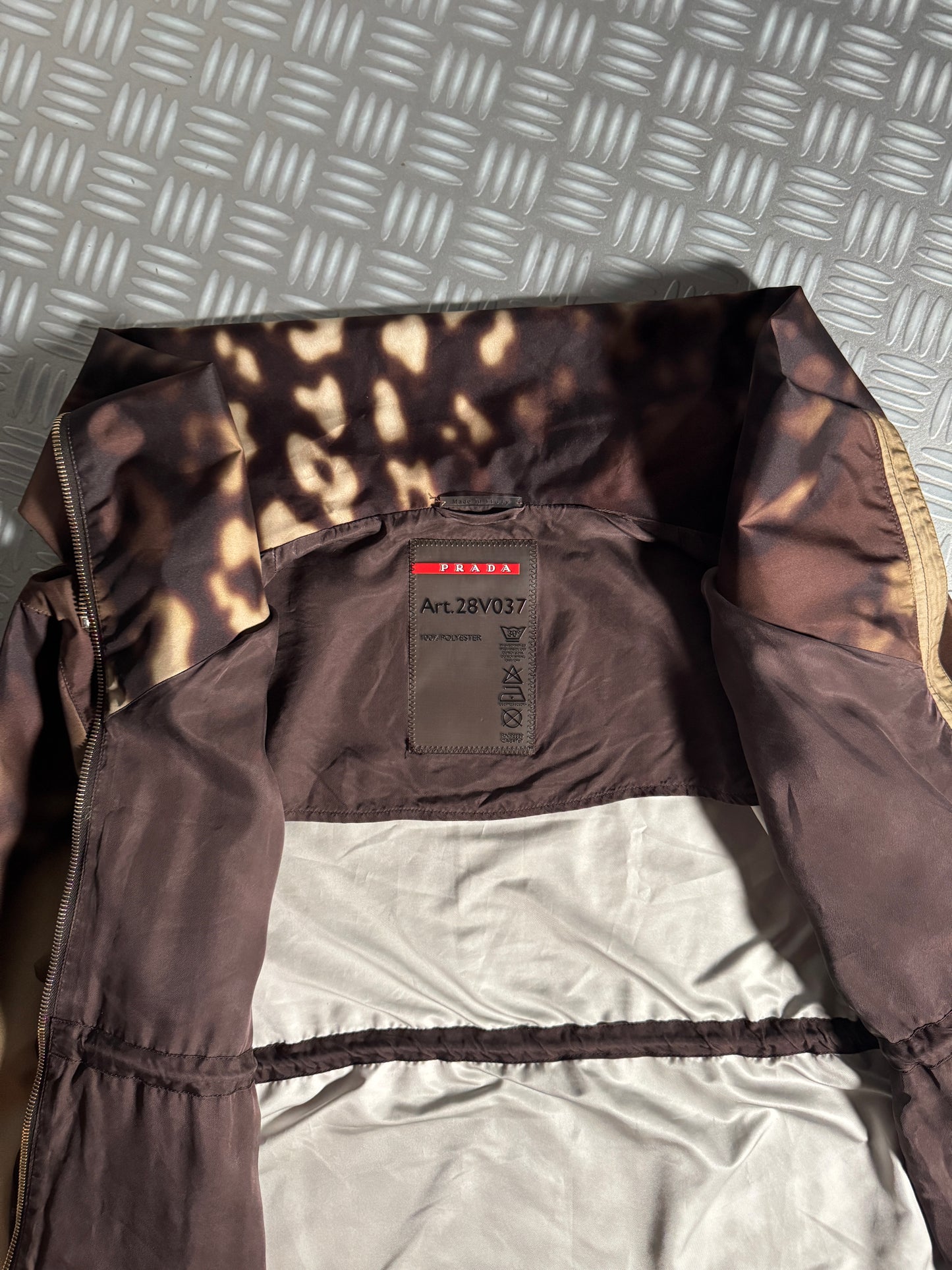 Prada Leopard Print Exaggerated Collar Jacket
