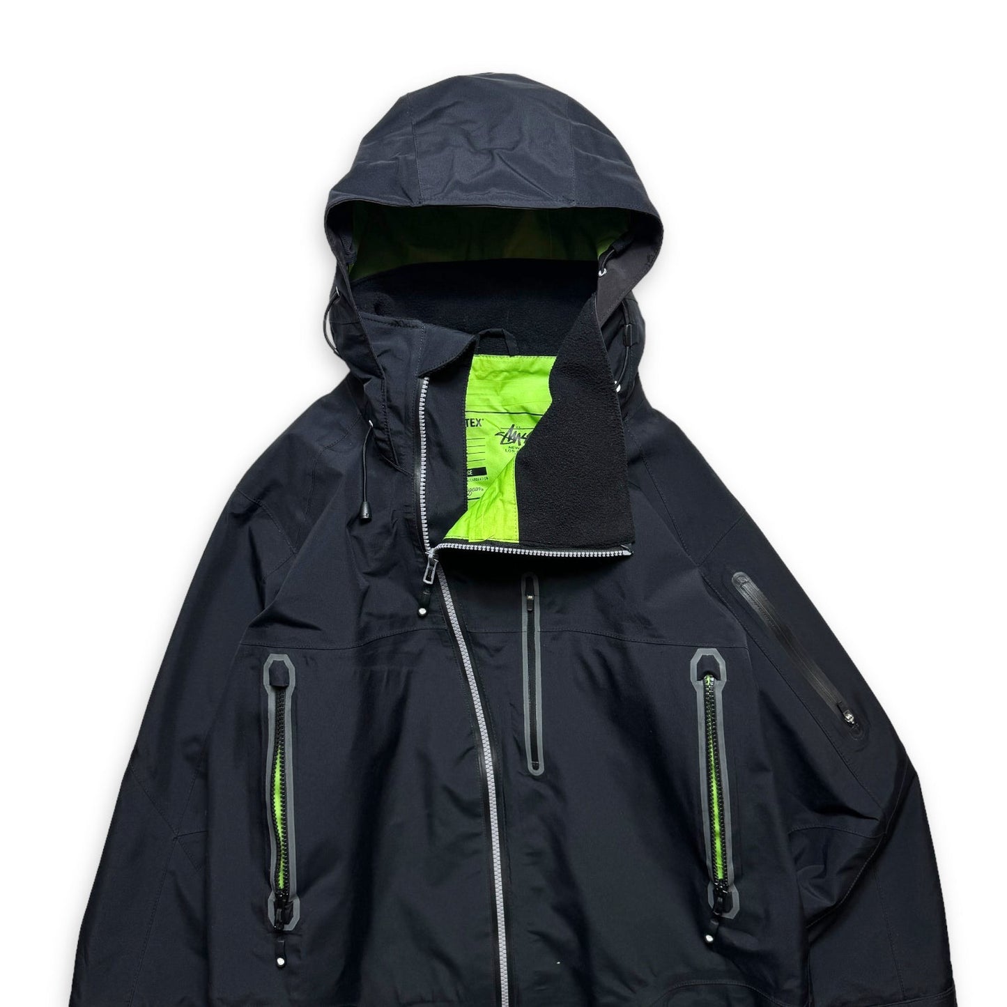 AW11' Stüssy x Afdice Jet Black Asymmetric Zip Technical Gore-Tex Jacket