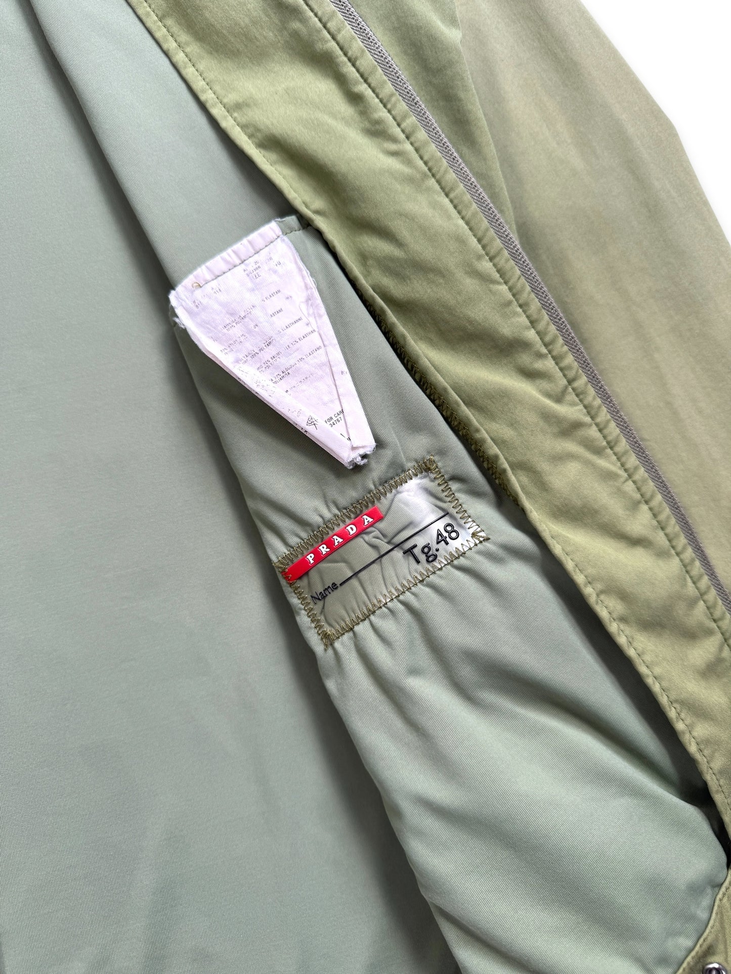 Early 2000’s Prada Sport Washed Lime Green Tonal Tab Chore Jacket