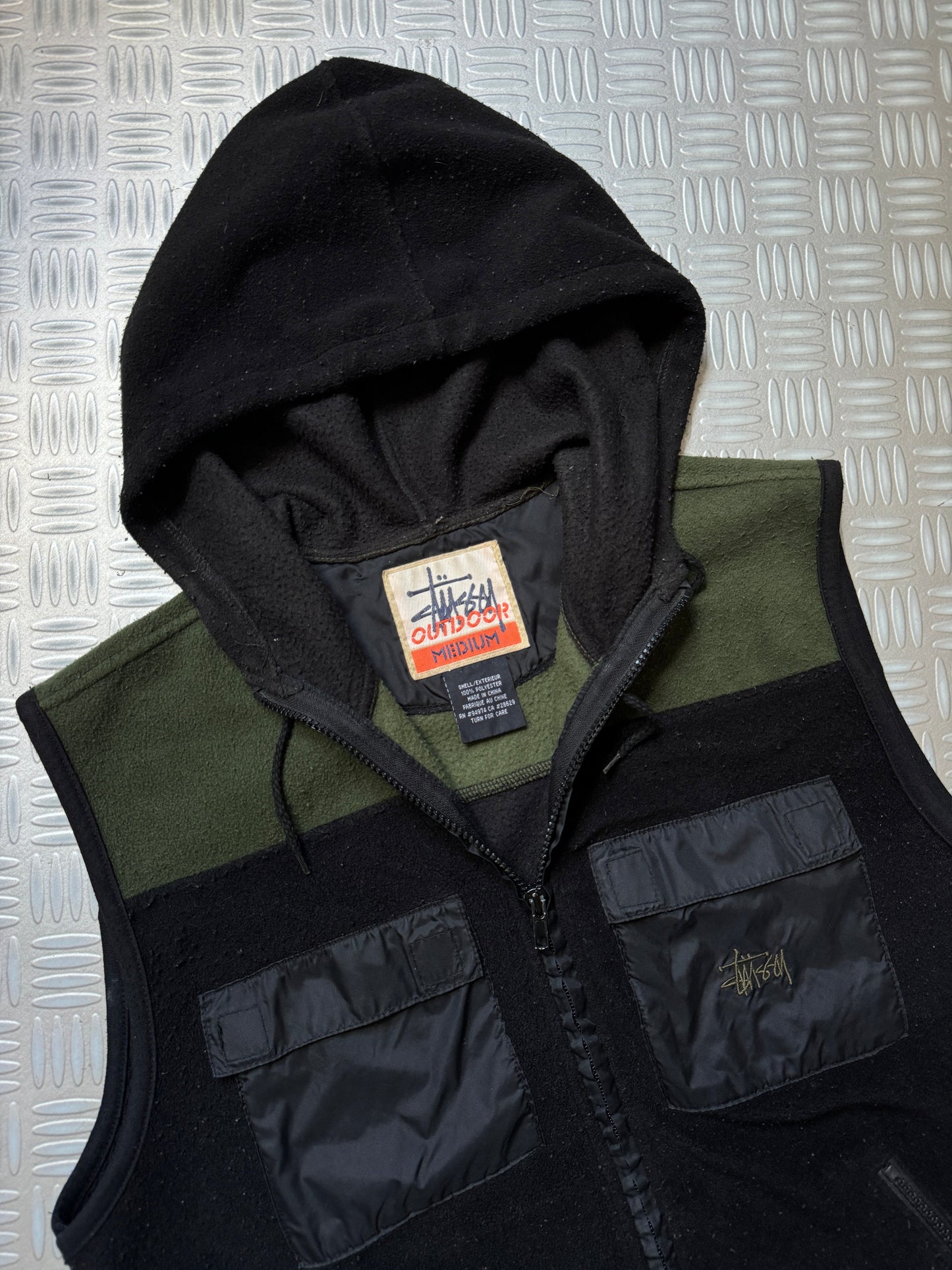 Early 2000's Stüssy Outdoor Black/Khaki Hooded Vest