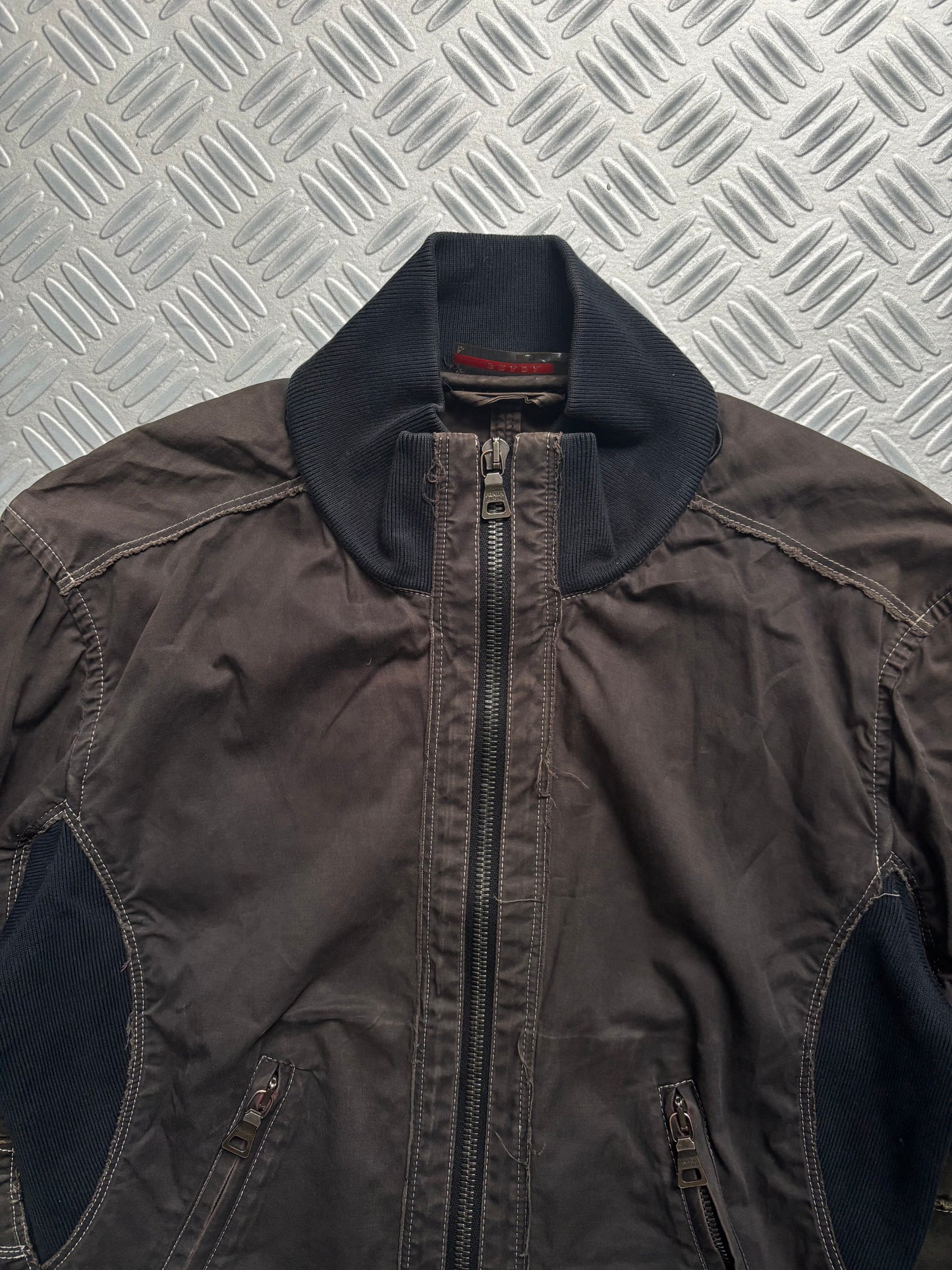 SS03' Prada Black Tab Darted Elbow Jacket
