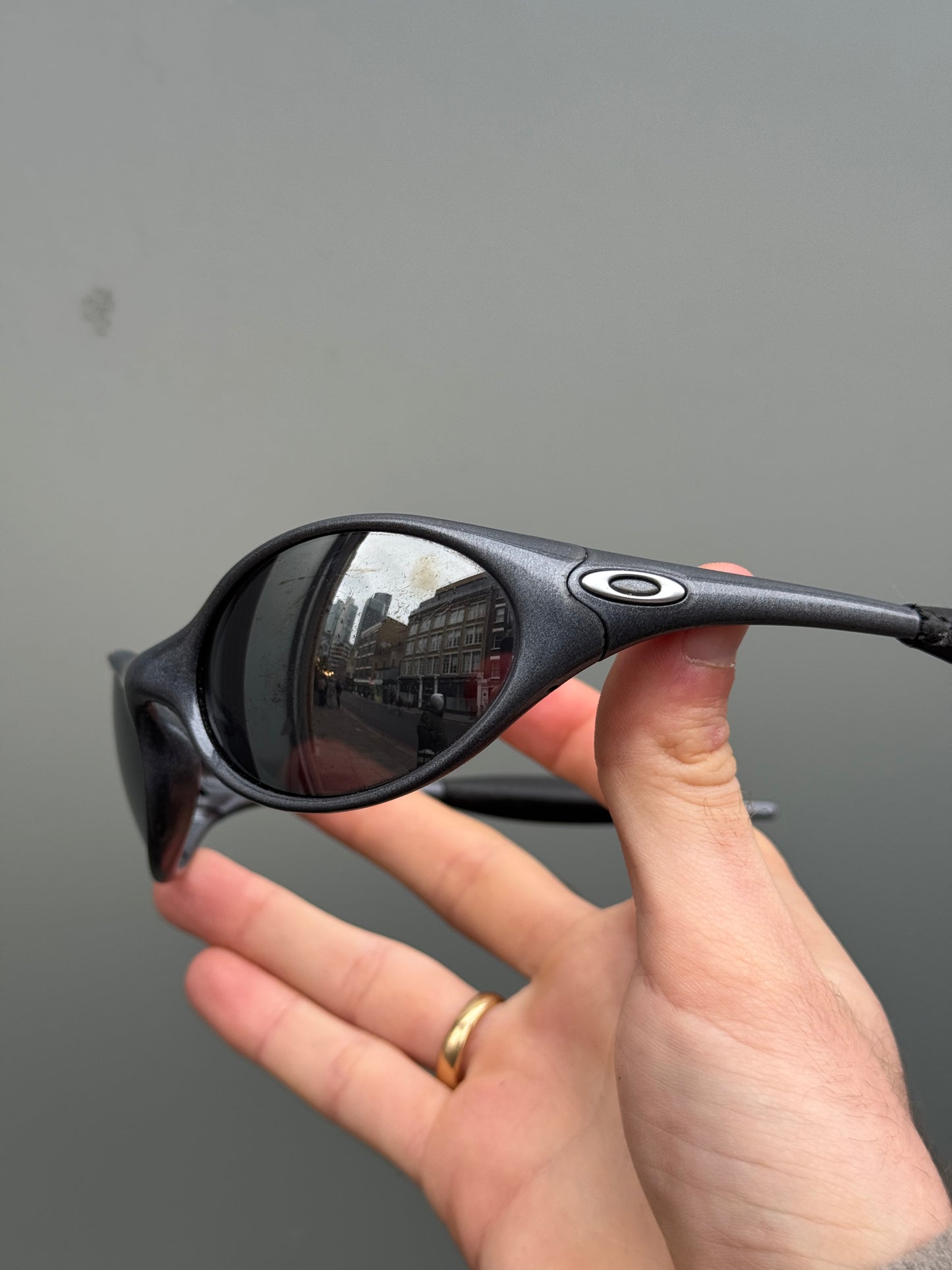 1990’s Oakley Eye Jacket Gun Metal Grey Sunglasses
