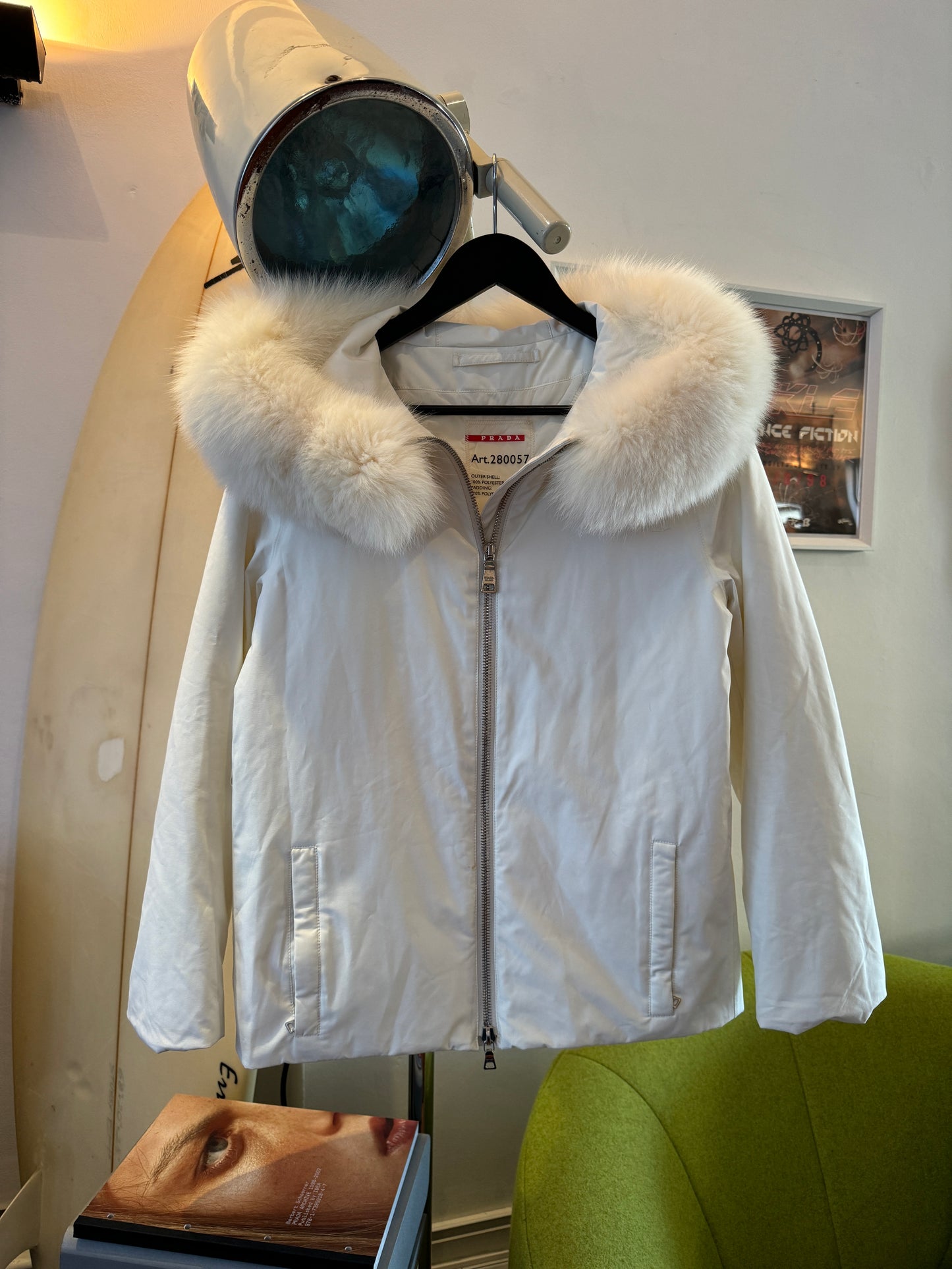 AW08’ Prada Sport Gore-Tex Pure White Fur Trim Jacket