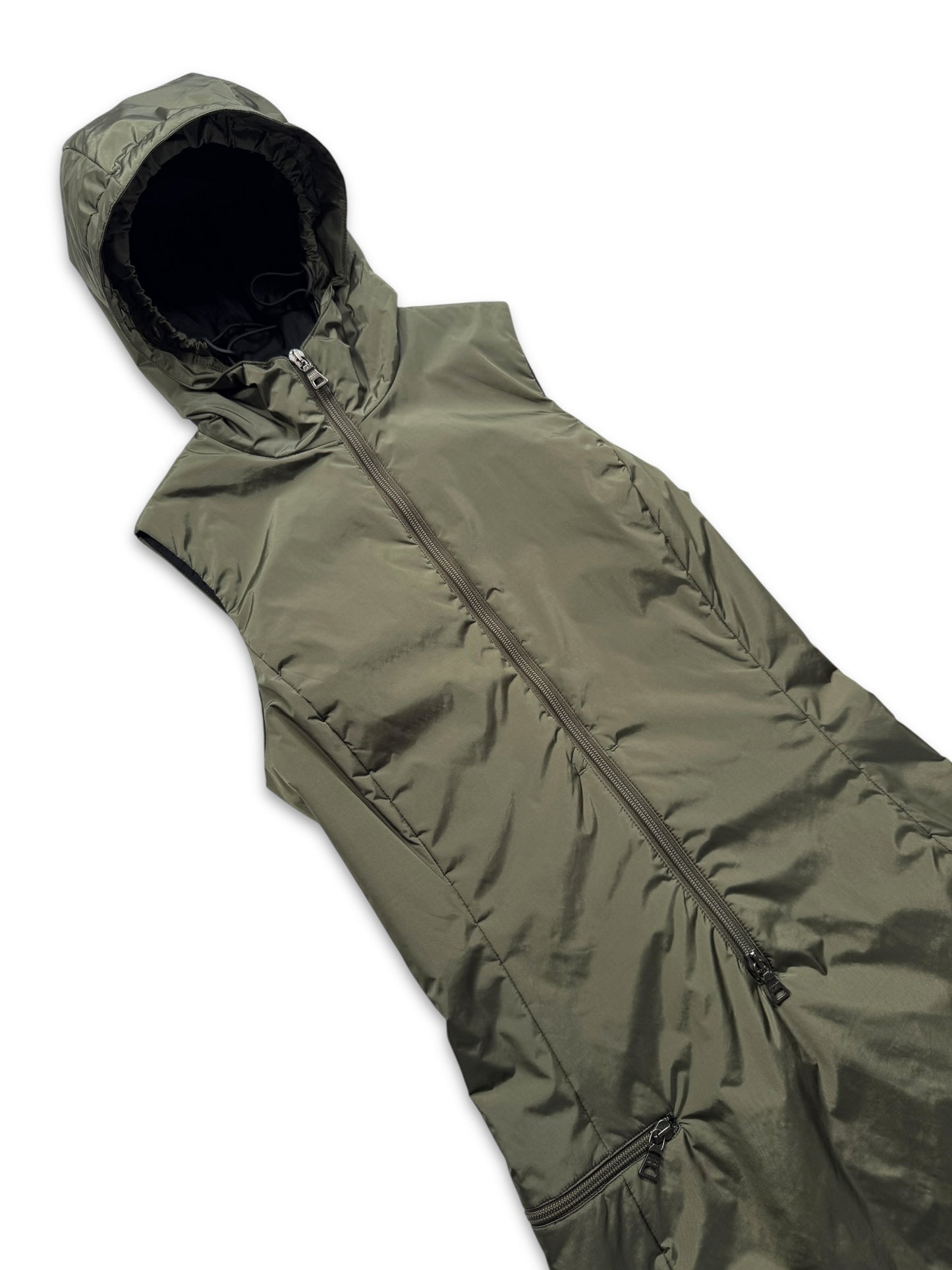 AW99’ Prada Sport Khaki Hooded Pullover Dress
