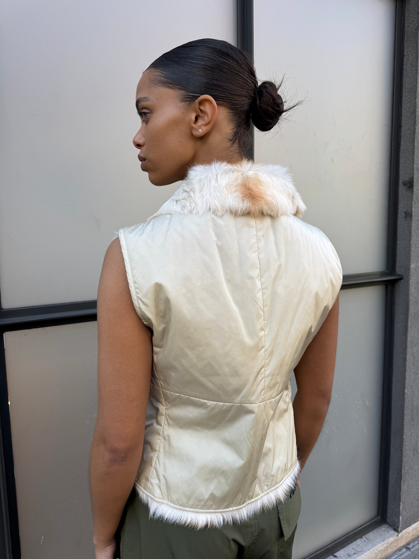 Prada Sport Fur Lined Light Beige Vest