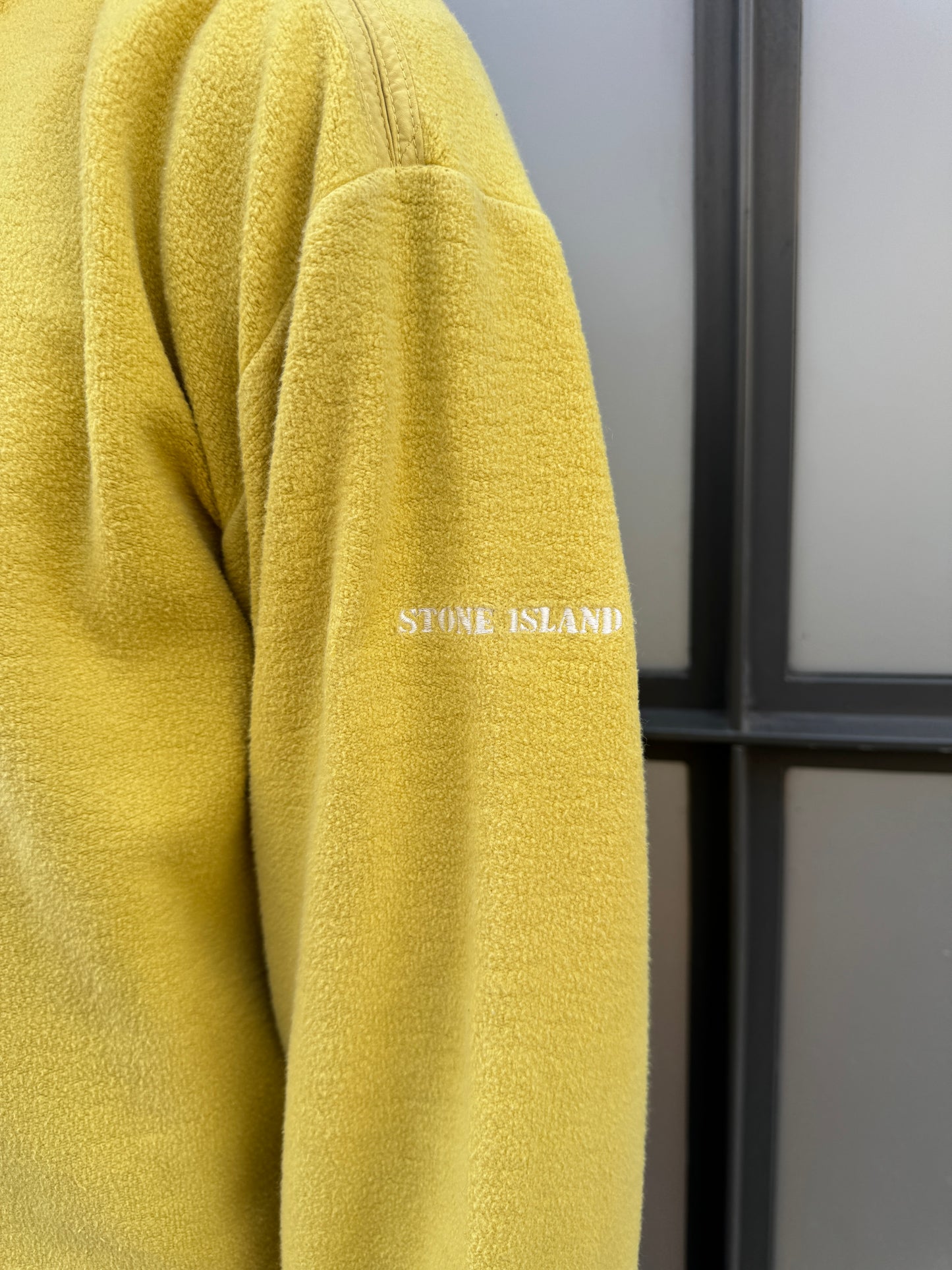 1990’s Stone Island Bright Yellow Fleece V Neck Jumper