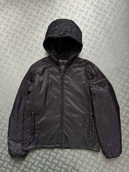AW13’ Prada Mainline Padded Rip-Stop Nylon Shimmer Hooded Jacket