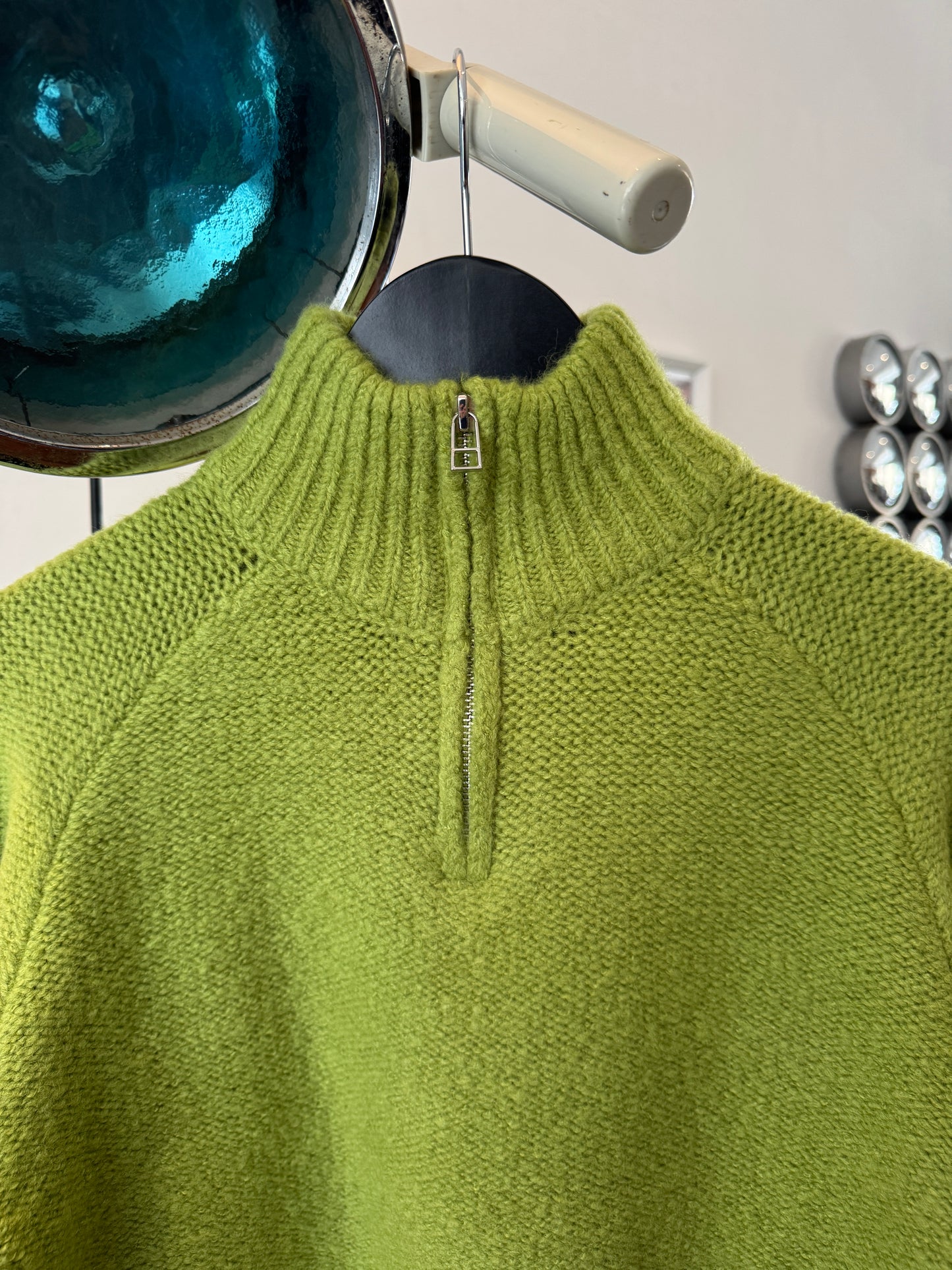 Ordinary Practise Lime Green 1/4 Zip Knit