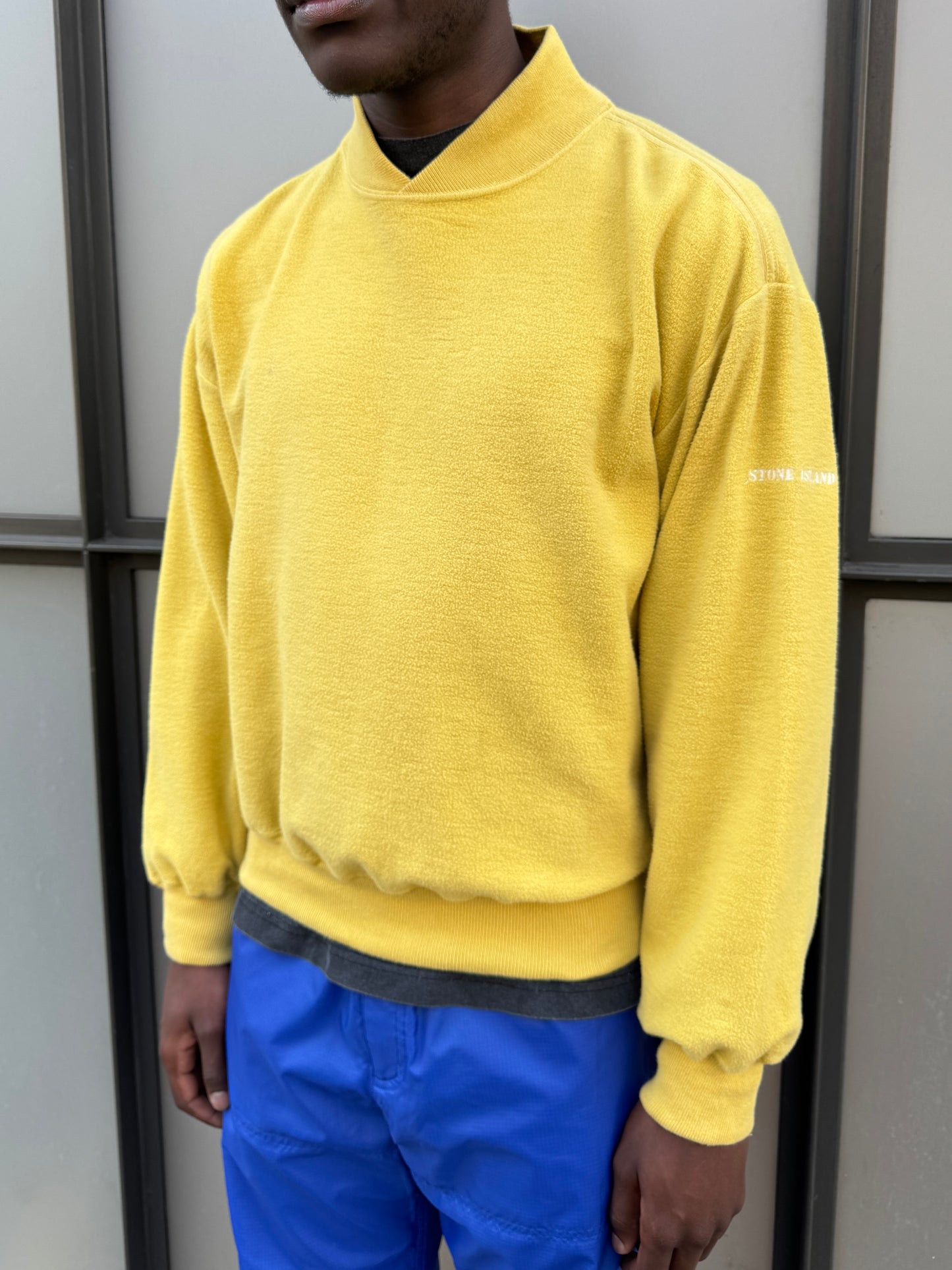 1990’s Stone Island Bright Yellow Fleece V Neck Jumper