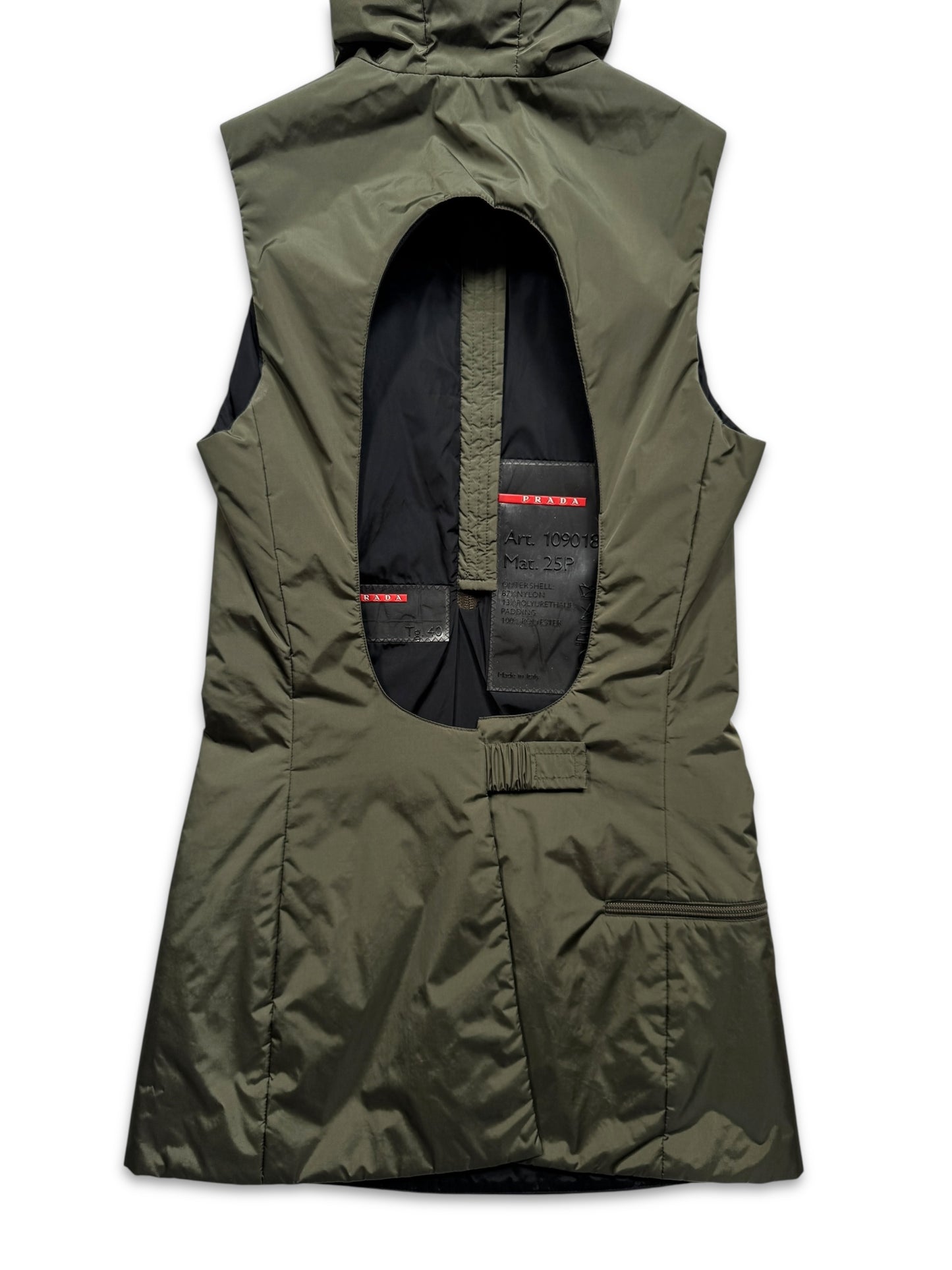 AW99’ Prada Sport Khaki Hooded Pullover Dress