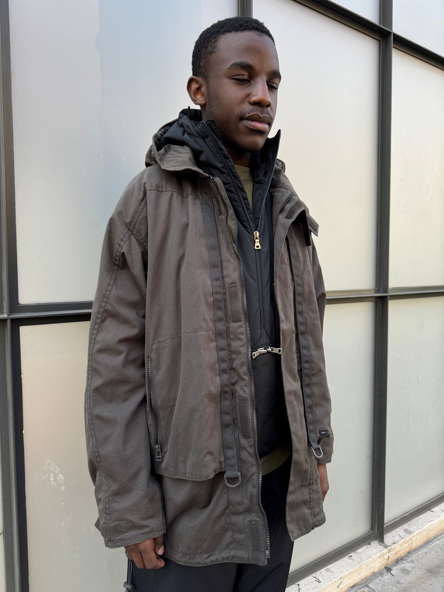 Early 2000’s Levi’s Engineered Dark Khaki Waxed Cotton Stash Pocket Jacket