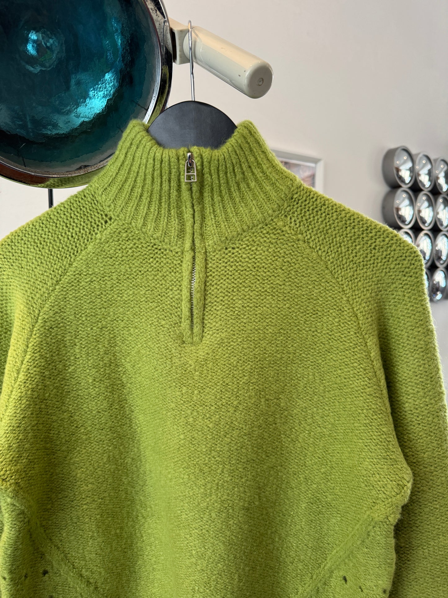 Ordinary Practise Lime Green 1/4 Zip Knit